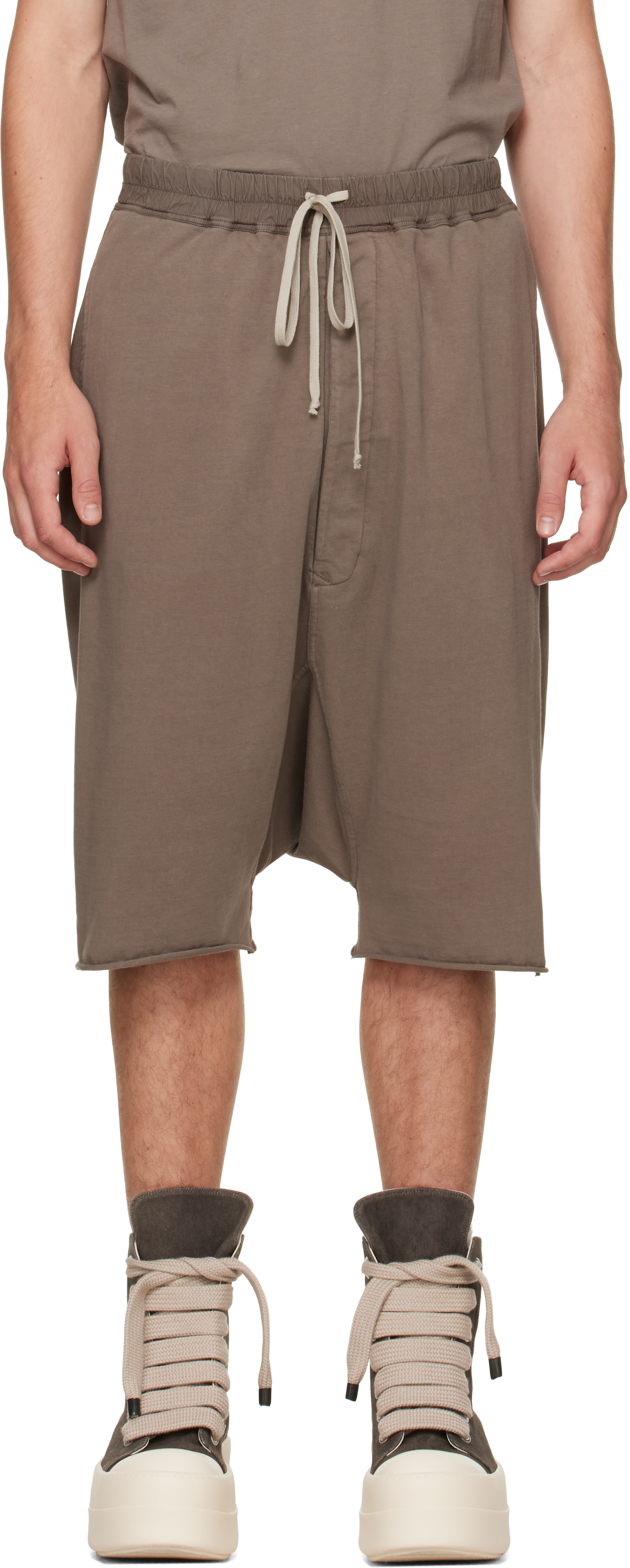 Rick Owens ショートパンツ　ブラウン　ベージュ Rick Owens DRKSHDW: トープ Tower Drawstring Pods ショートパンツ