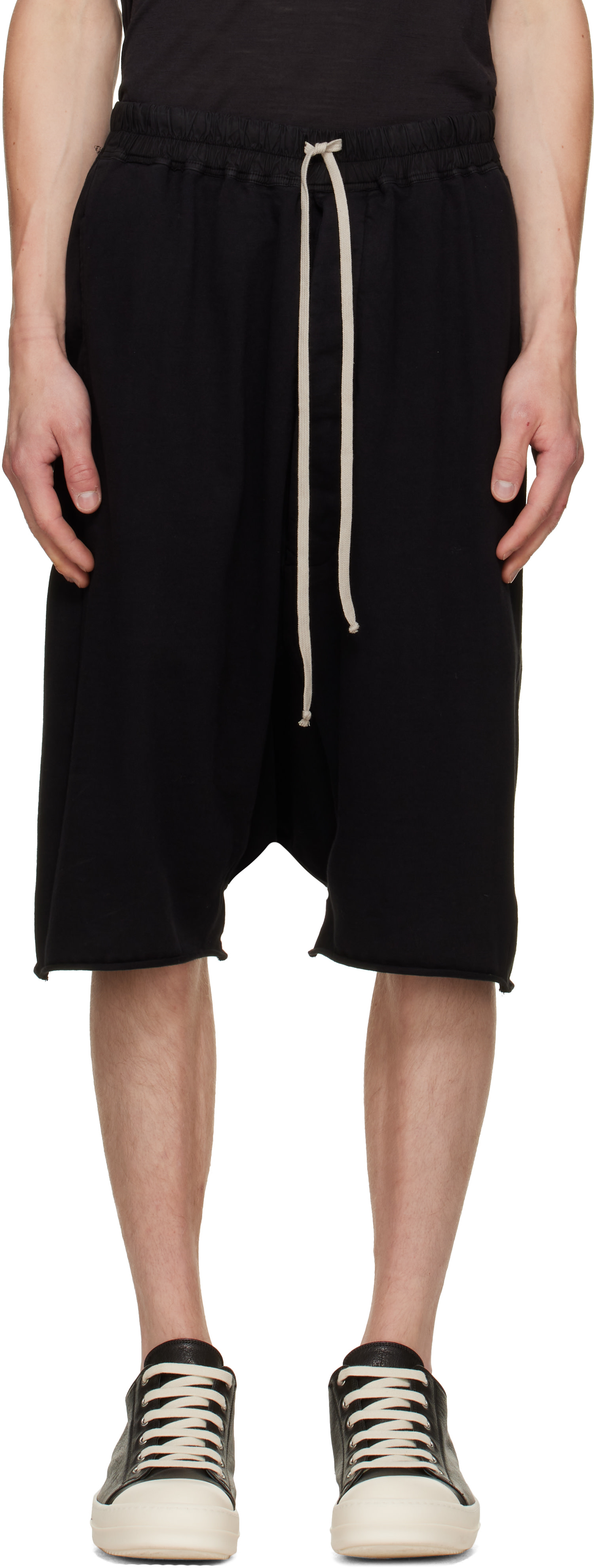Rick Owens DRKSHDW: Black Tower Drawstring Pods Shorts | SSENSE