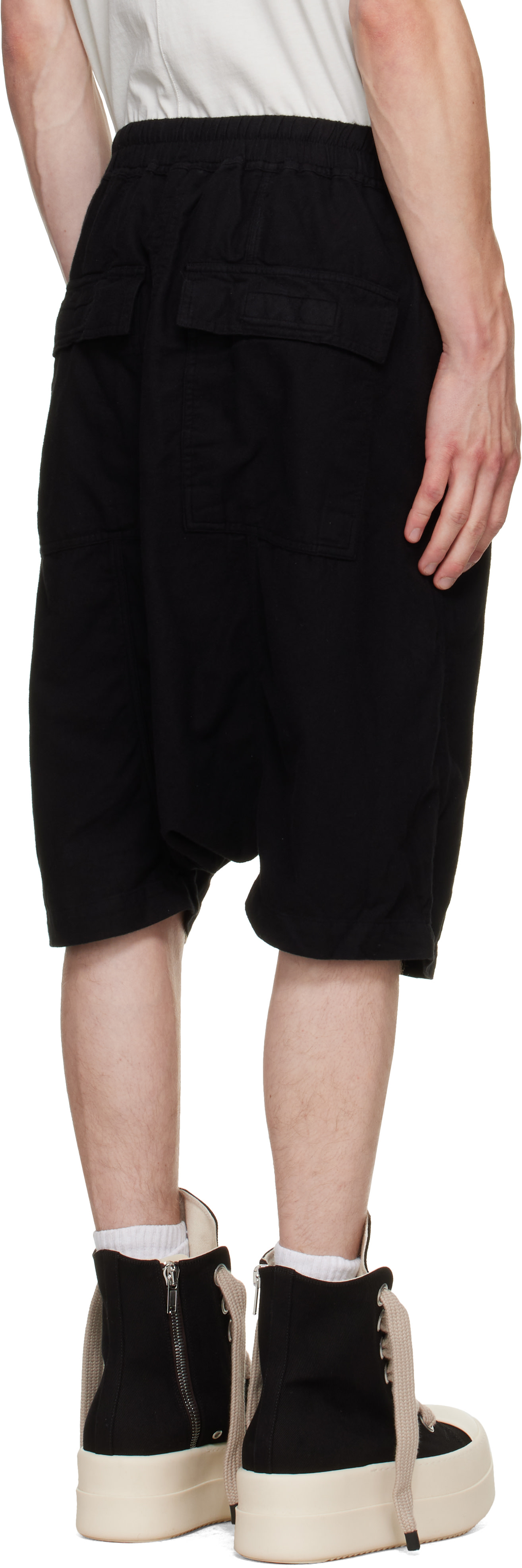 Rick Owens DRKSHDW Pods Shorts サルエルショーツ Rick Owens DRKSHDW: Black Tower Drawstring Pods Shorts | SSENSE