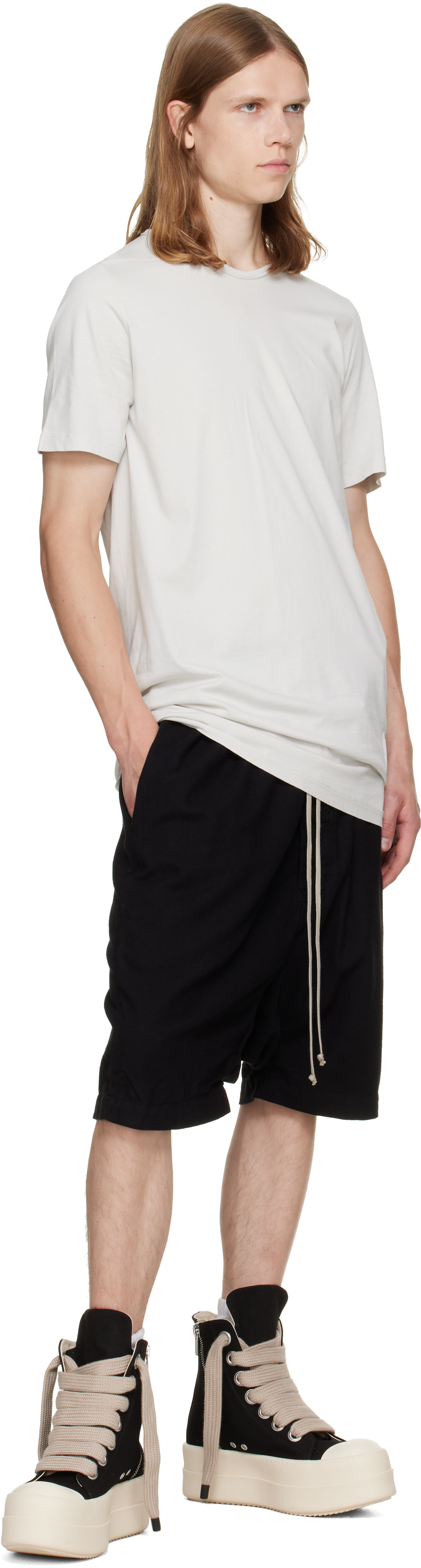 Rick Owens DRKSHDW: ブラック Tower Drawstring Pods ショートパンツ