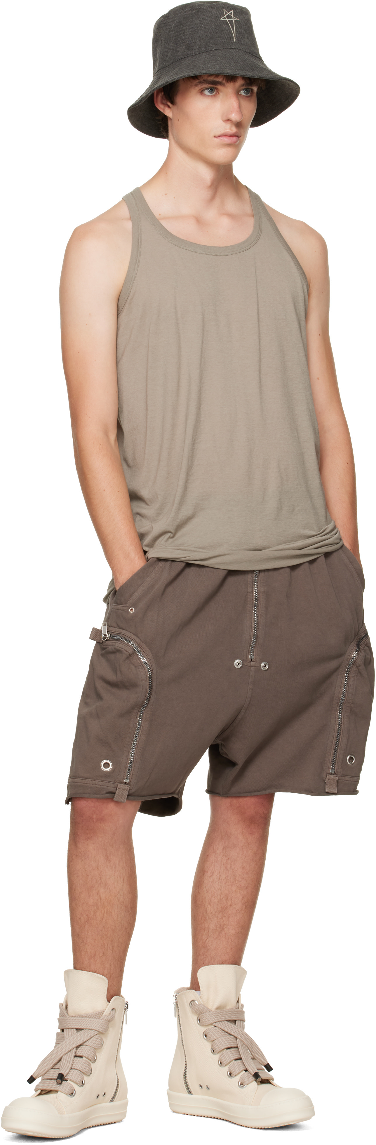 Rick Owens DRKSHDW: Taupe Tower Bauhaus Shorts | SSENSE