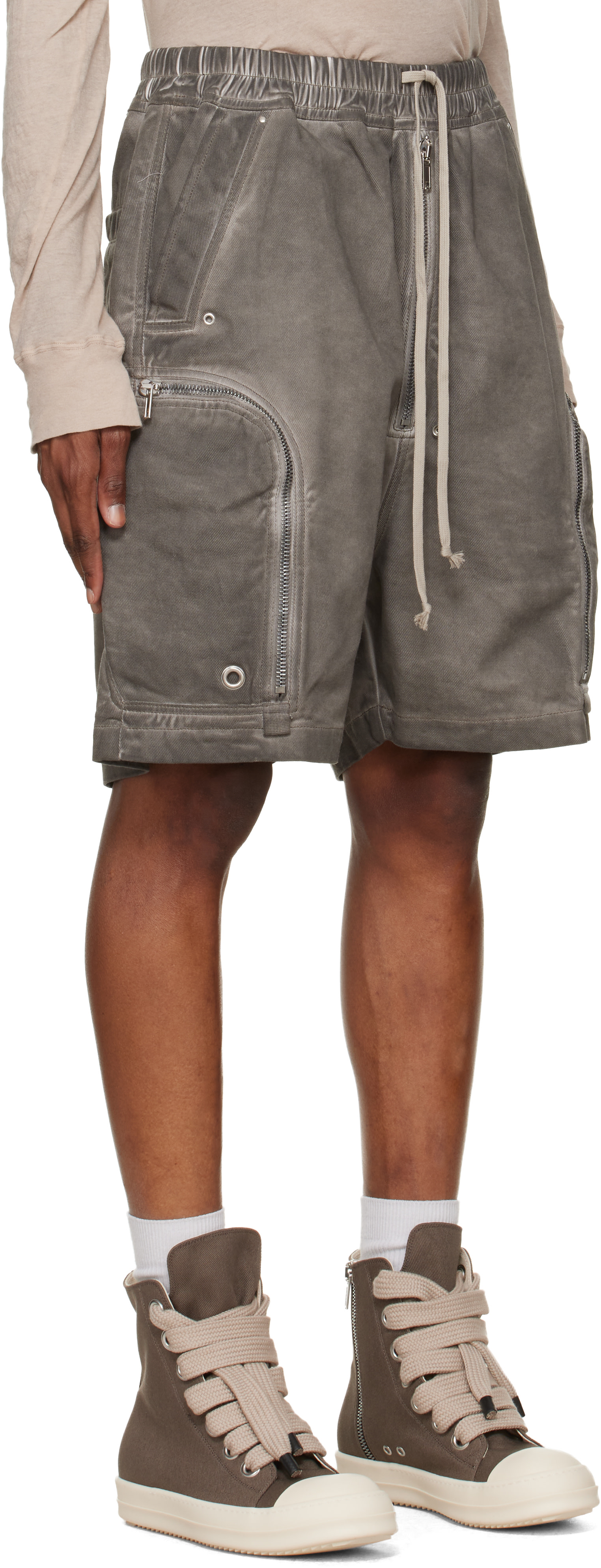 Rick Owens ブラウン　デニムショートパンツ Rick Owens DRKSHDW: グレー Tower Bauhaus デニムショートパンツ