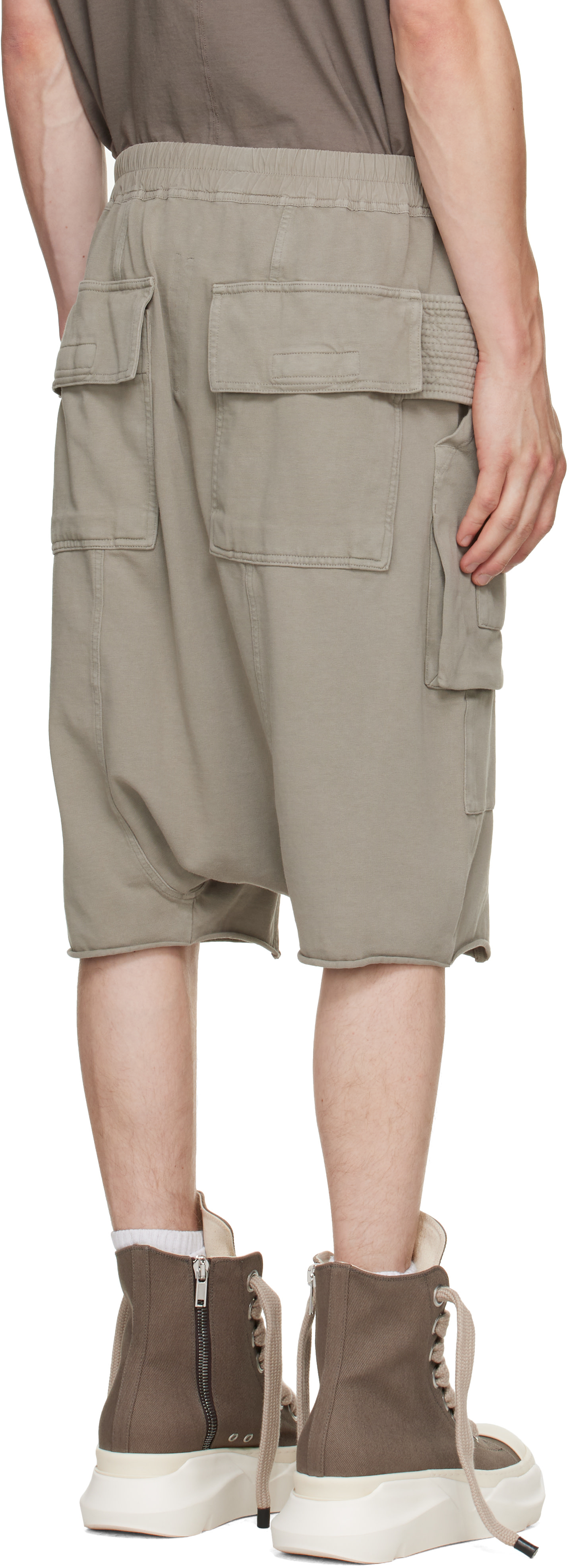 Rick Owens DRKSHDW: Taupe Tower Creatch Cargo Pods Shorts | SSENSE