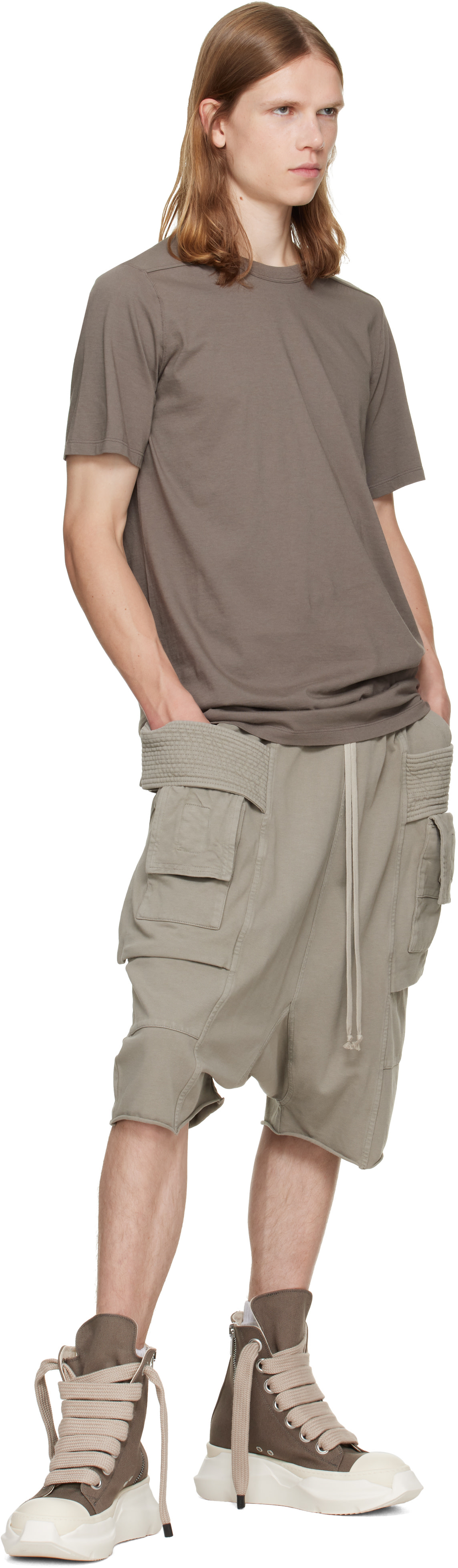 Rick Owens DRKSHDW: Taupe Tower Creatch Cargo Pods Shorts | SSENSE