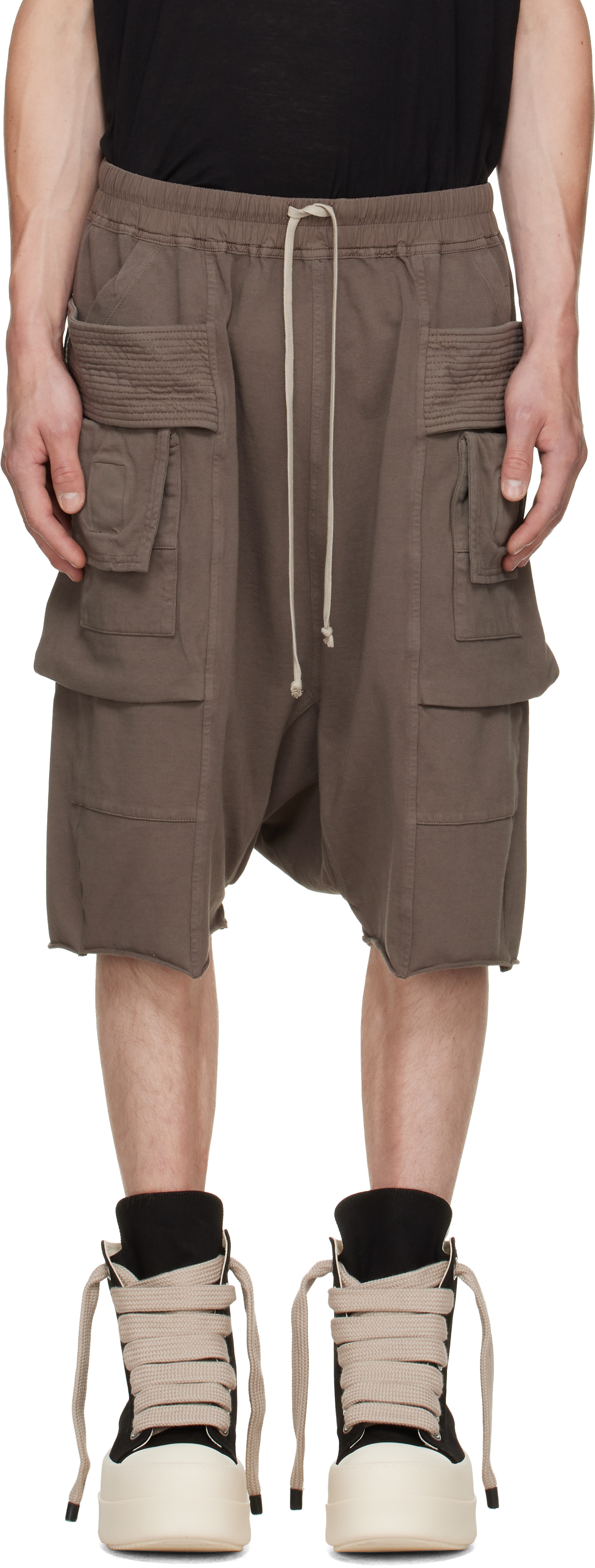 Rick Owens DRKSHDW: Taupe Tower Creatch Cargo Pods Shorts | SSENSE