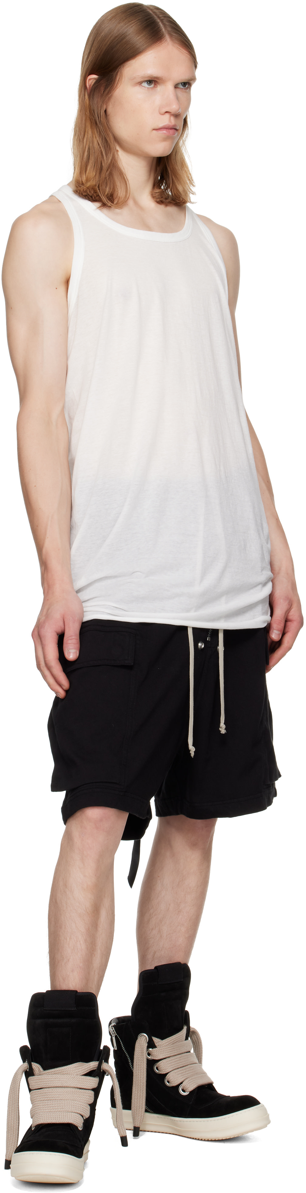 Rick Owens DRKSHDW: ブラック Tower Creatch Cargo Pods ショート
