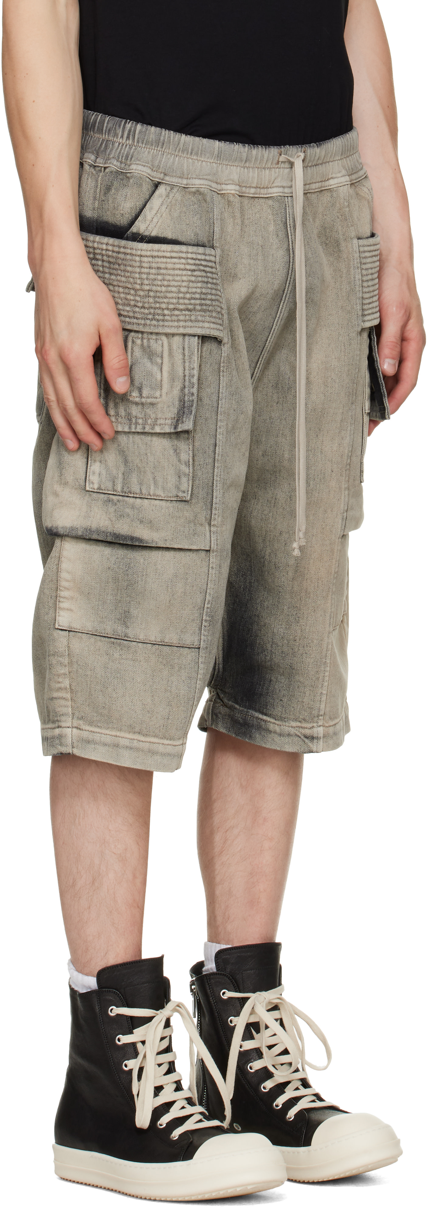 【Saru110】 rick owens cargo pods Rick Owens DRKSHDW: Tan Tower Creatch Cargo Pods Shorts | SSENSE