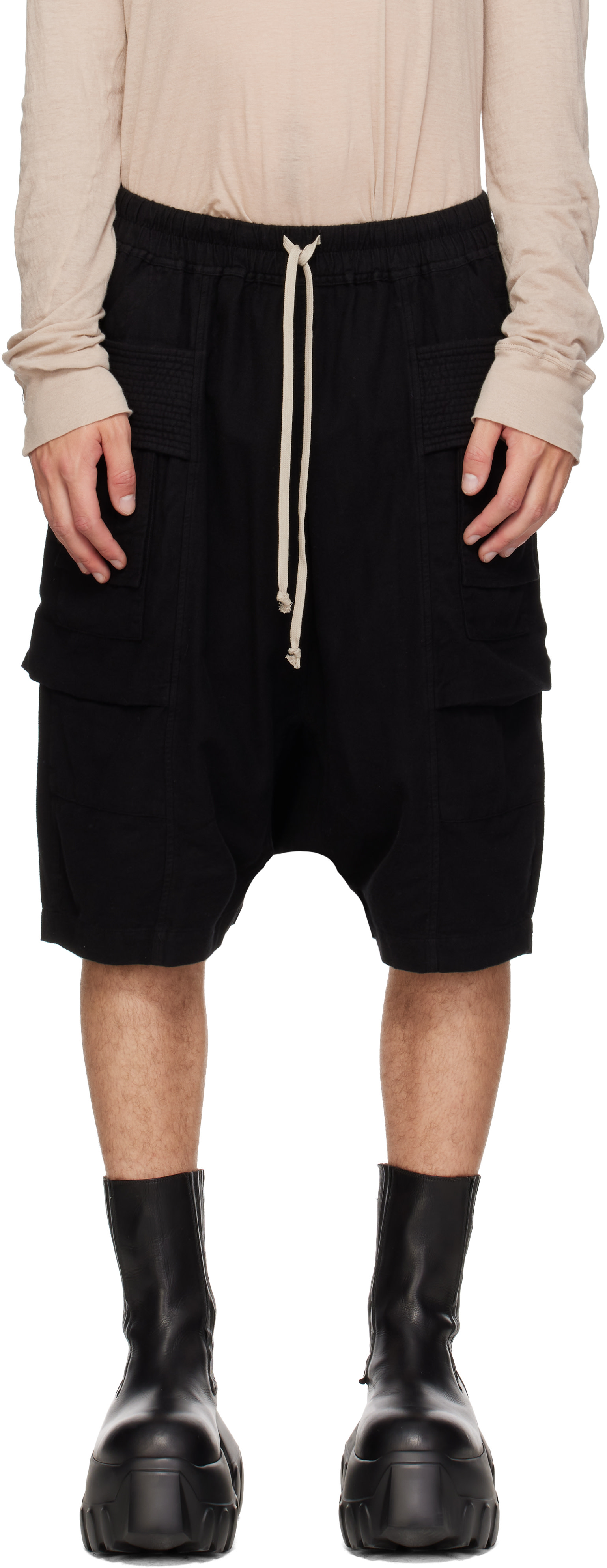 Rick Owens DRKSHDW: Black Tower Creatch Cargo Pods Shorts | SSENSE