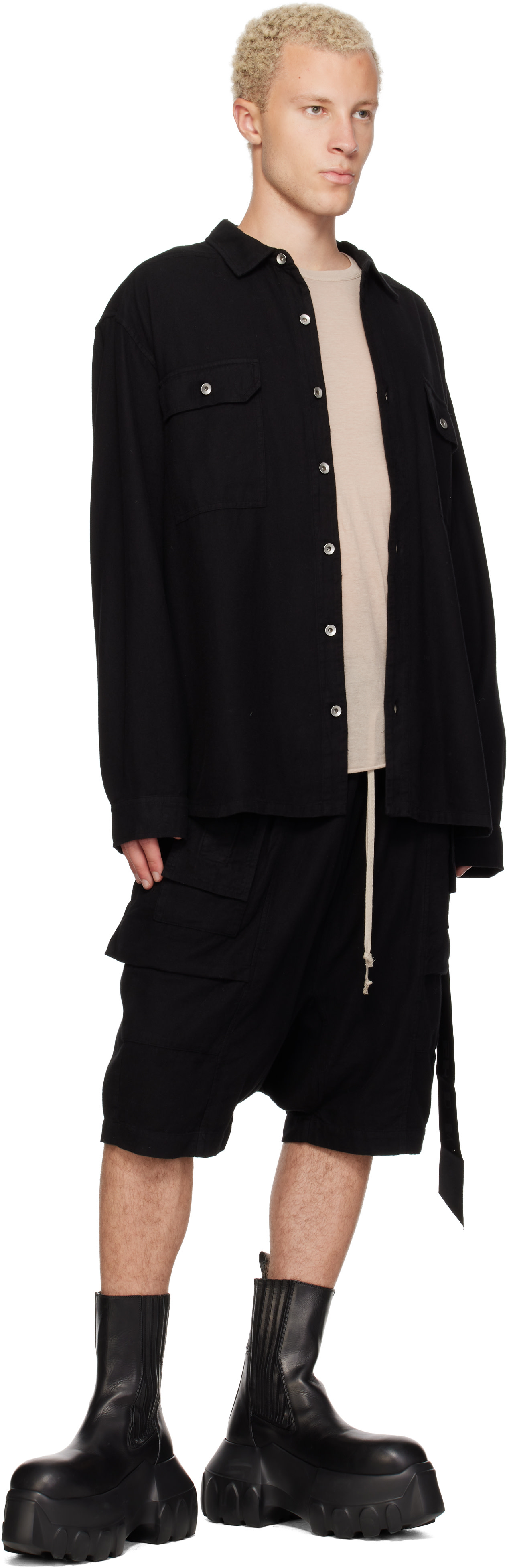 Rick Owens DRKSHDW: Black Tower Creatch Cargo Pods Shorts | SSENSE