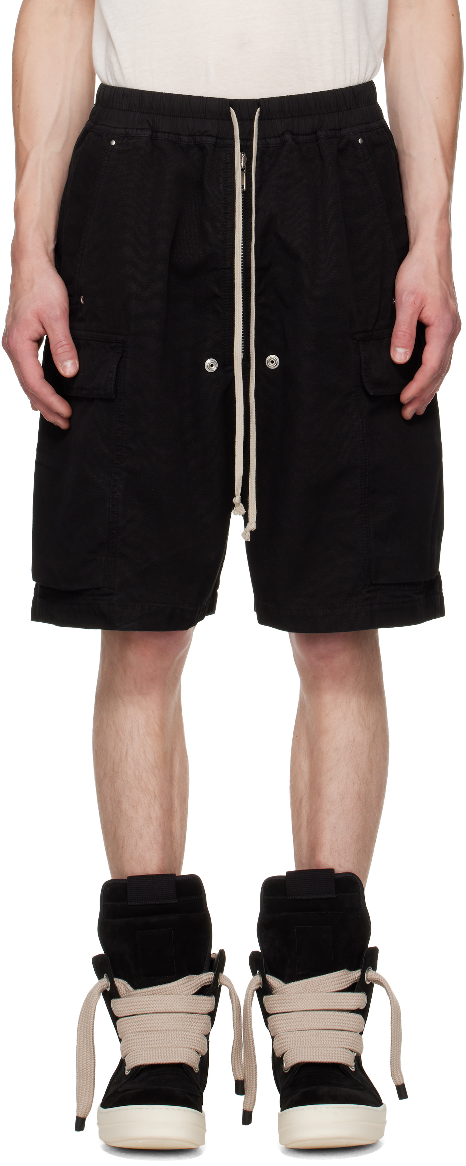 Rick Owens DRKSHDW: ブラック Tower Cargobela ショートパンツ