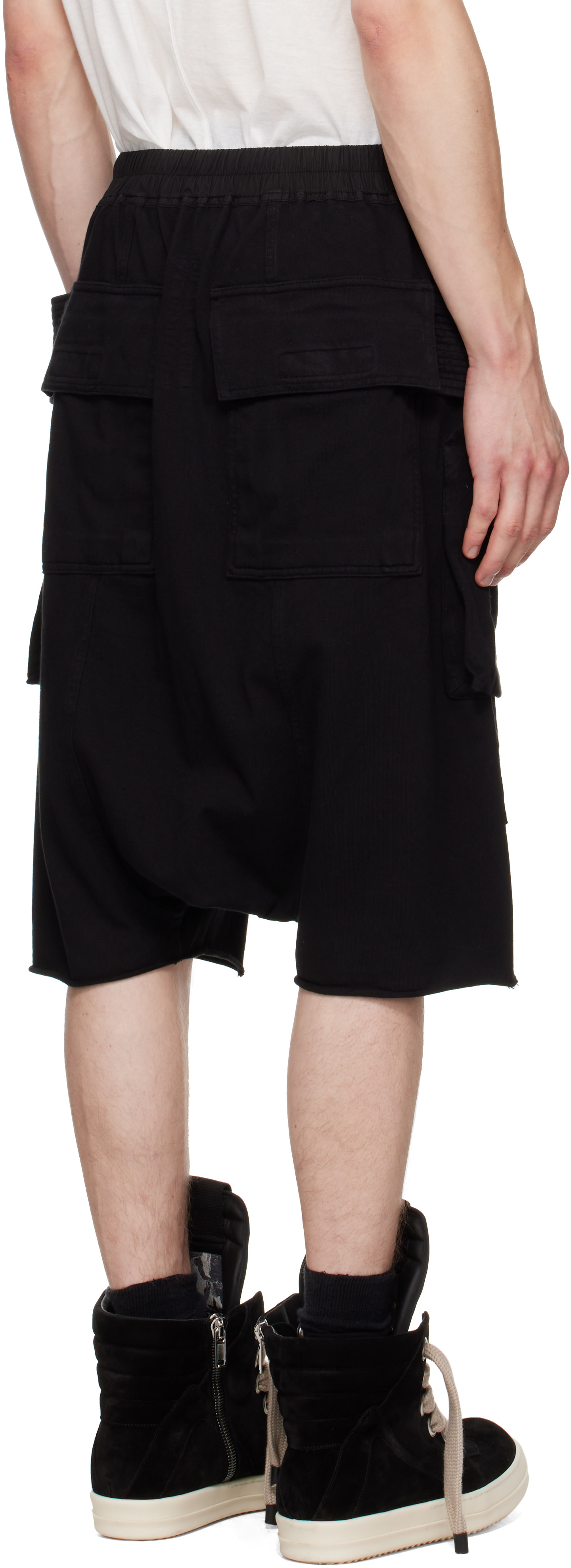 パンツ Rick Owens CARGOBELA SHORTS / BLK 46 Rick Owens DRKSHDW: Black Tower Cargobela Shorts | SSENSE