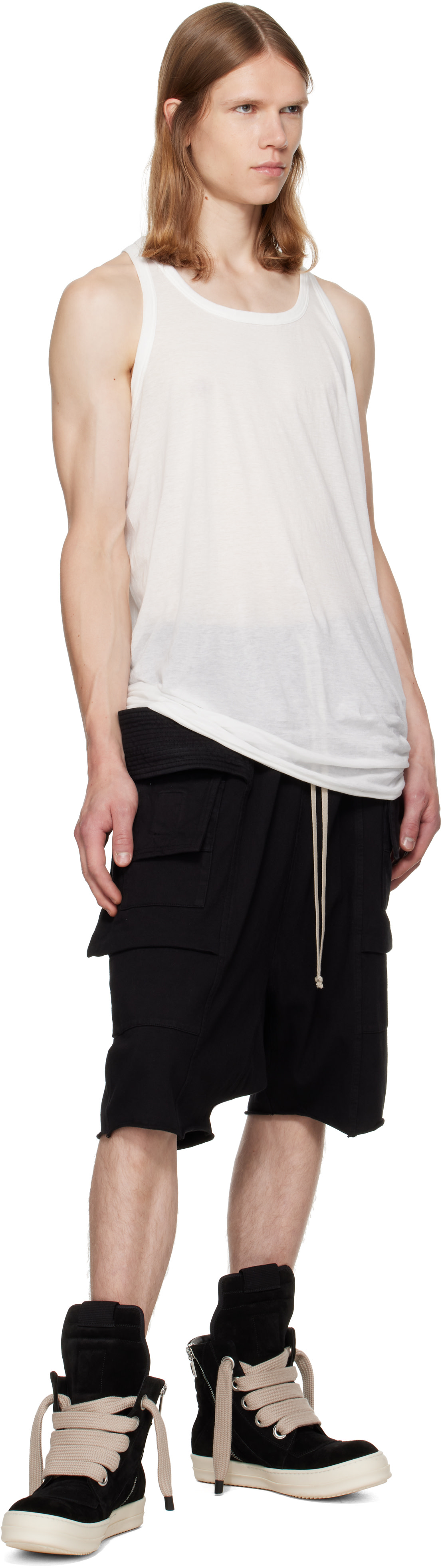 Rick Owens DRKSHDW: ブラック Tower Cargobela ショートパンツ