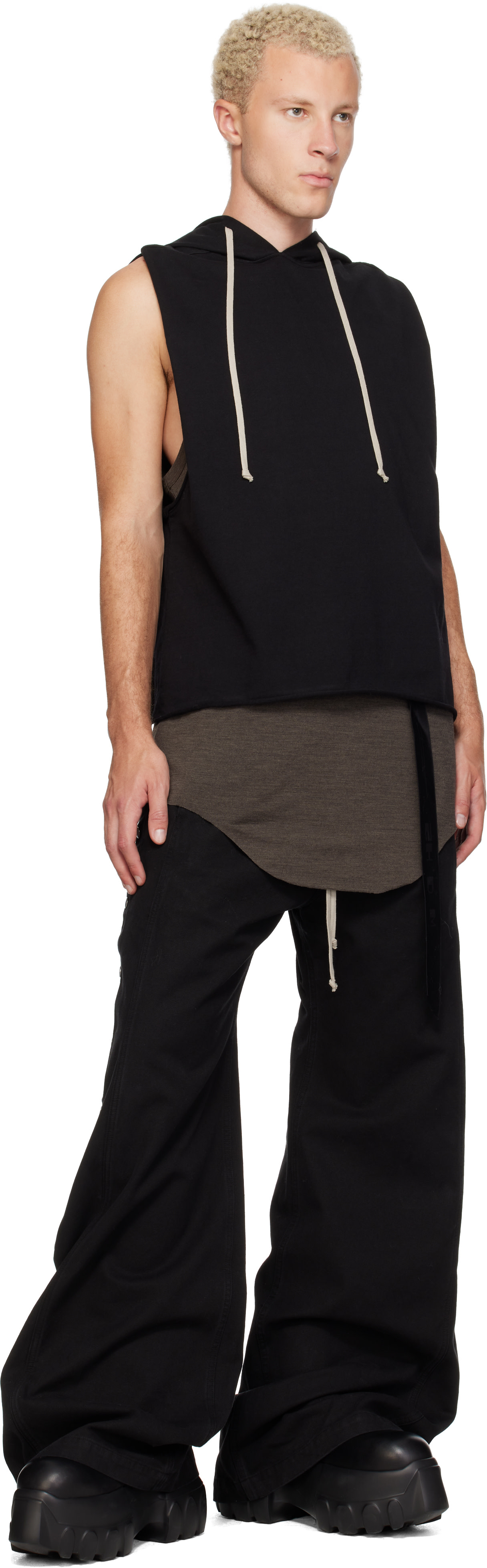 Rick Owens DRKSHDW: Black Tower Tunic Hoodie | SSENSE