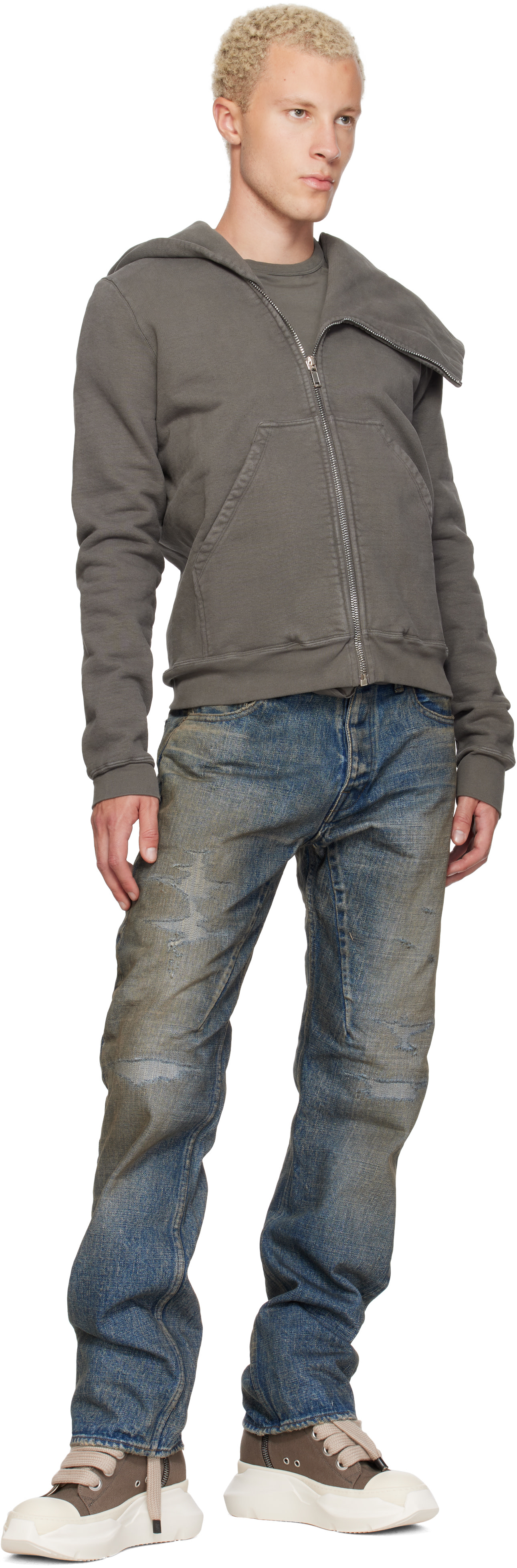 Rick Owens DRKSHDW - Pull à capuche Mountain gris - Tower