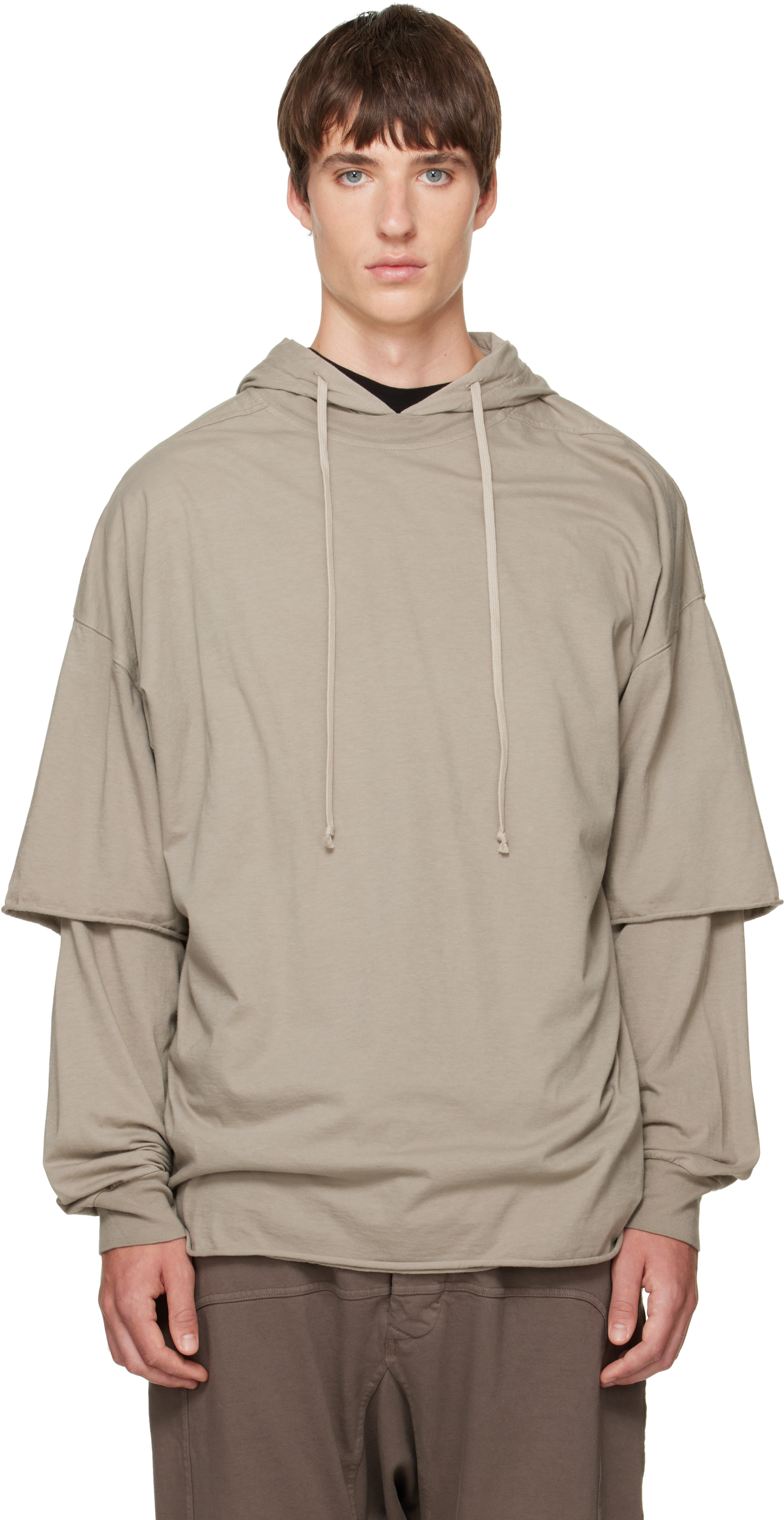 Rick Owens DRKSHDW: Gray Tower Tommy Hustler Hoodie | SSENSE