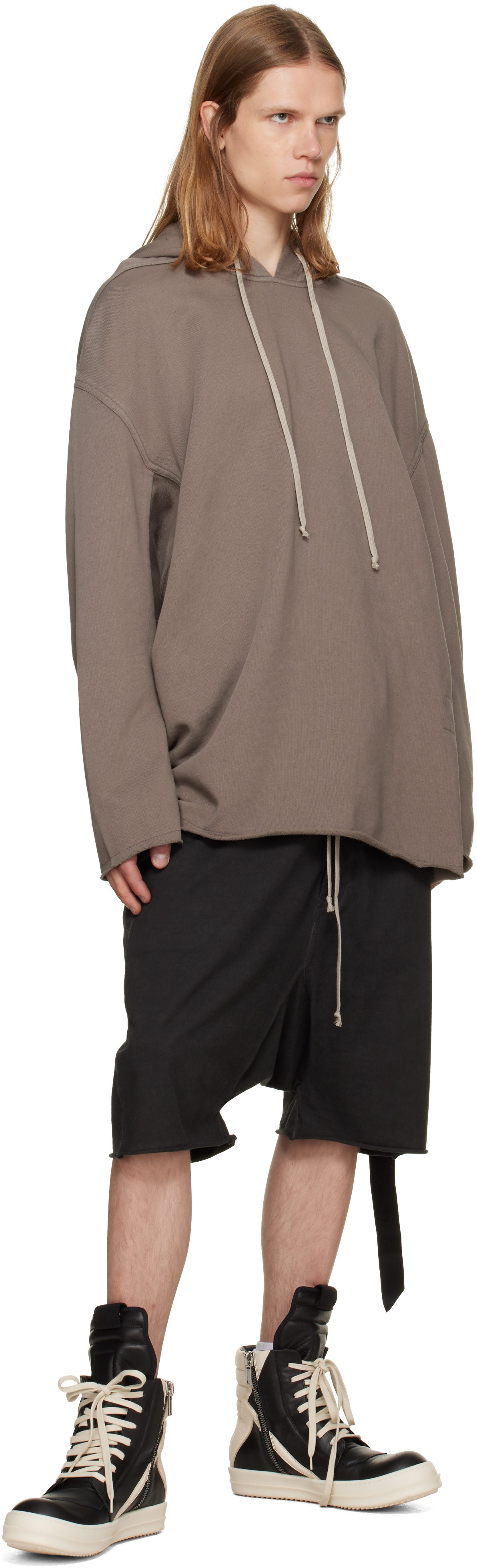 Rick Owens DRKSHDW - Pull à capuche Peter taupe - Tower