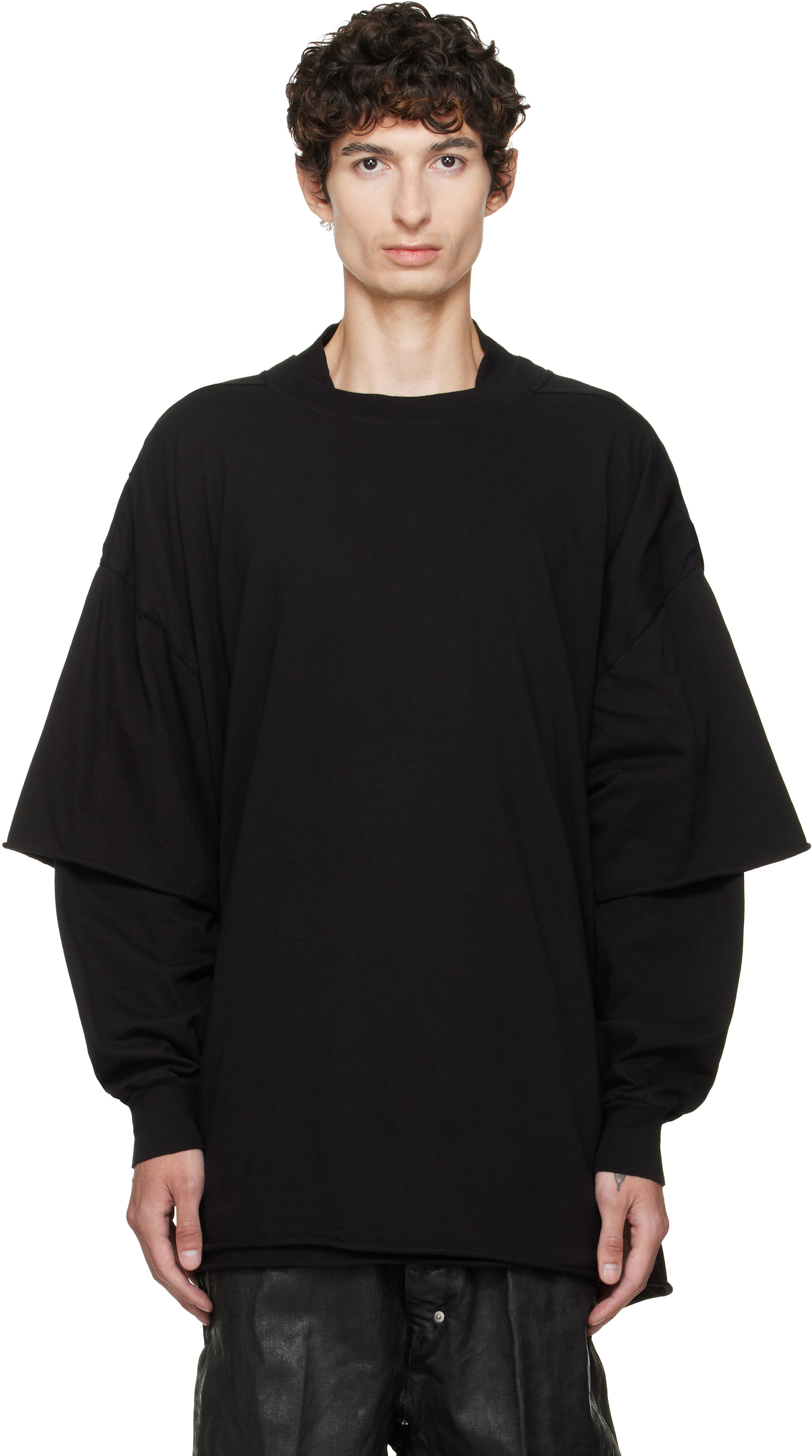 RICKOWENS tシャツ スウェット Rick Owens DRKSHDW: ブラック Tower Tommy Hustler スウェットシャツ