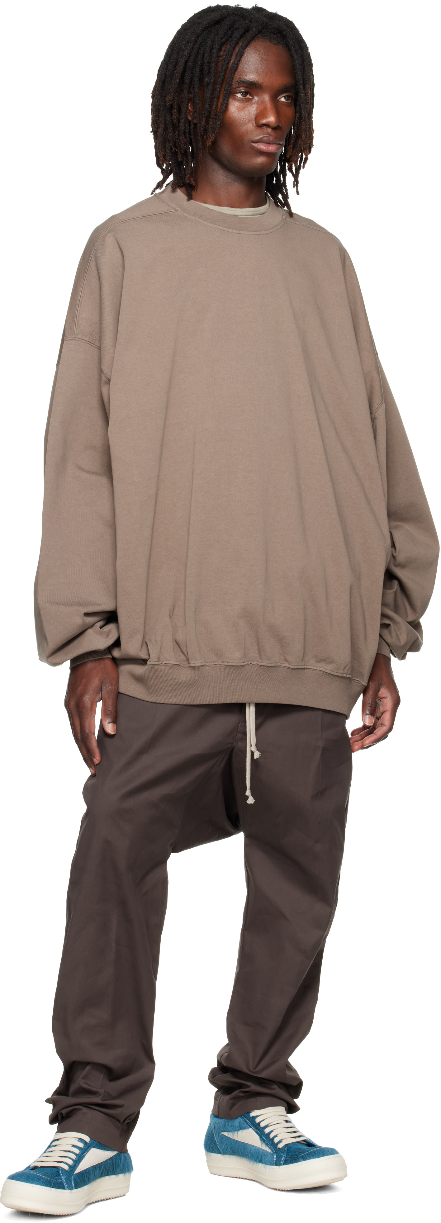 Rick Owens DRKSHDW: グレー Tower Hun クルーネック スウェットシャツ