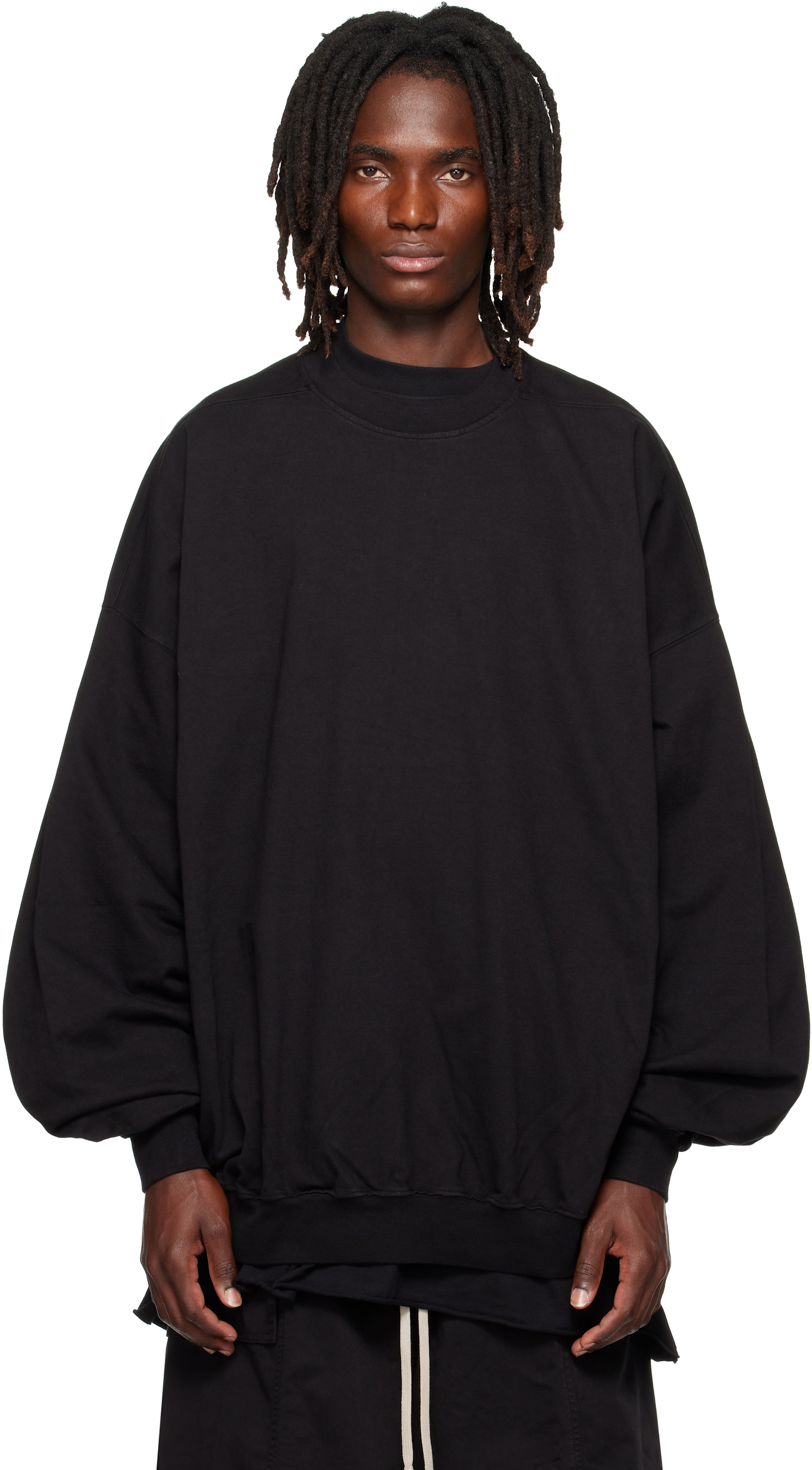 Rick Owens DRKSHDW: ブラック Tower Hun クルーネック スウェット