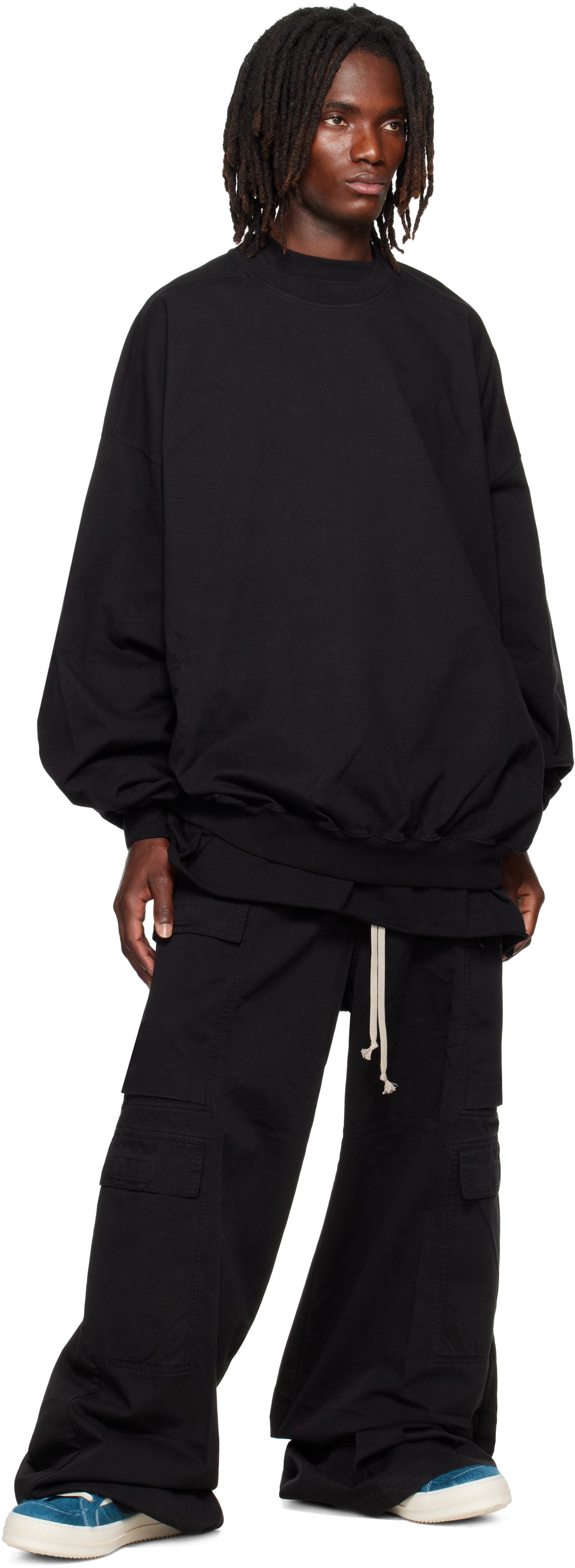 Rick Owens DRKSHDW: ブラック Tower Hun クルーネック スウェット