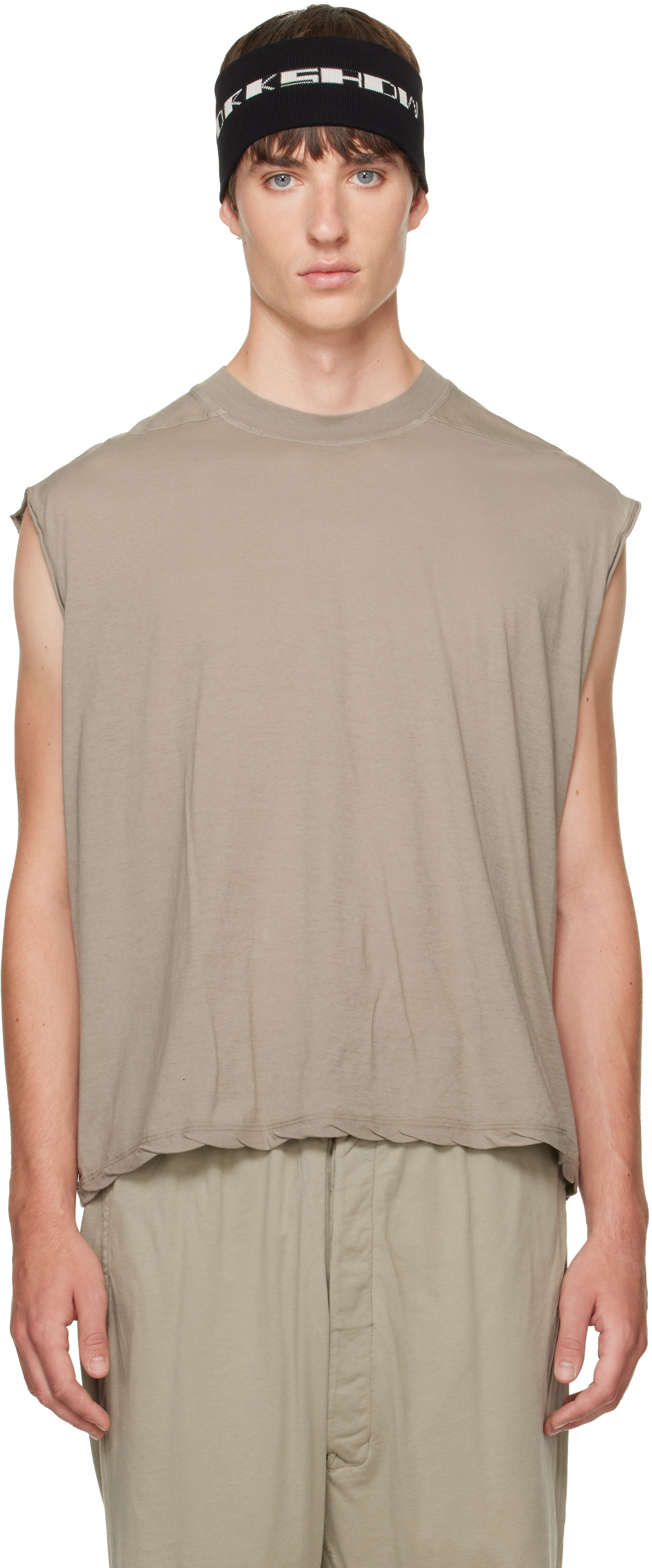 Rick Owens 半袖カットソー ベージュ Rick Owens DRKSHDW: ベージュ Tower Cropped Tarp Tシャツ | SSENSE 日本