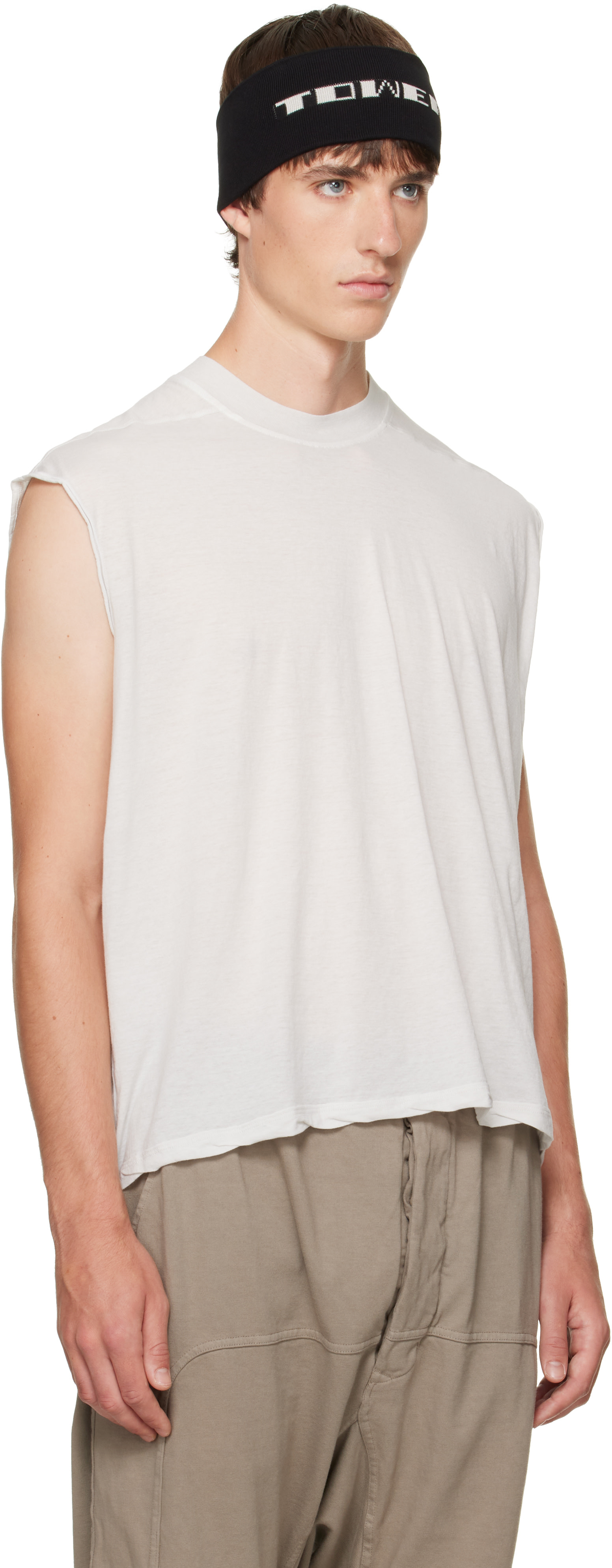 トップス Rick Owens DRKSHDW Rick Owens DRKSHDW: Off-White Tower Cropped Tarp T-shirt | SSENSE