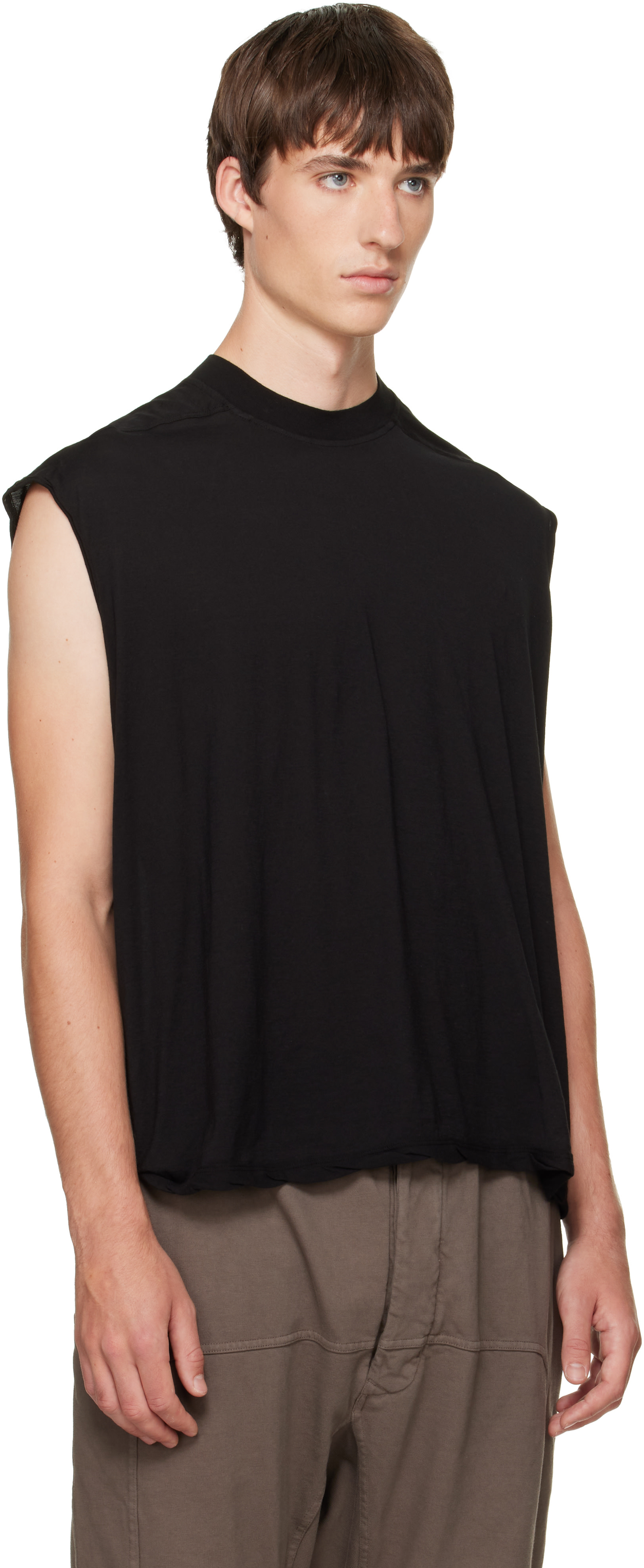 Rick Owens DRKSHDW: ブラック Tower Cropped Tarp Tシャツ | SSENSE 日本
