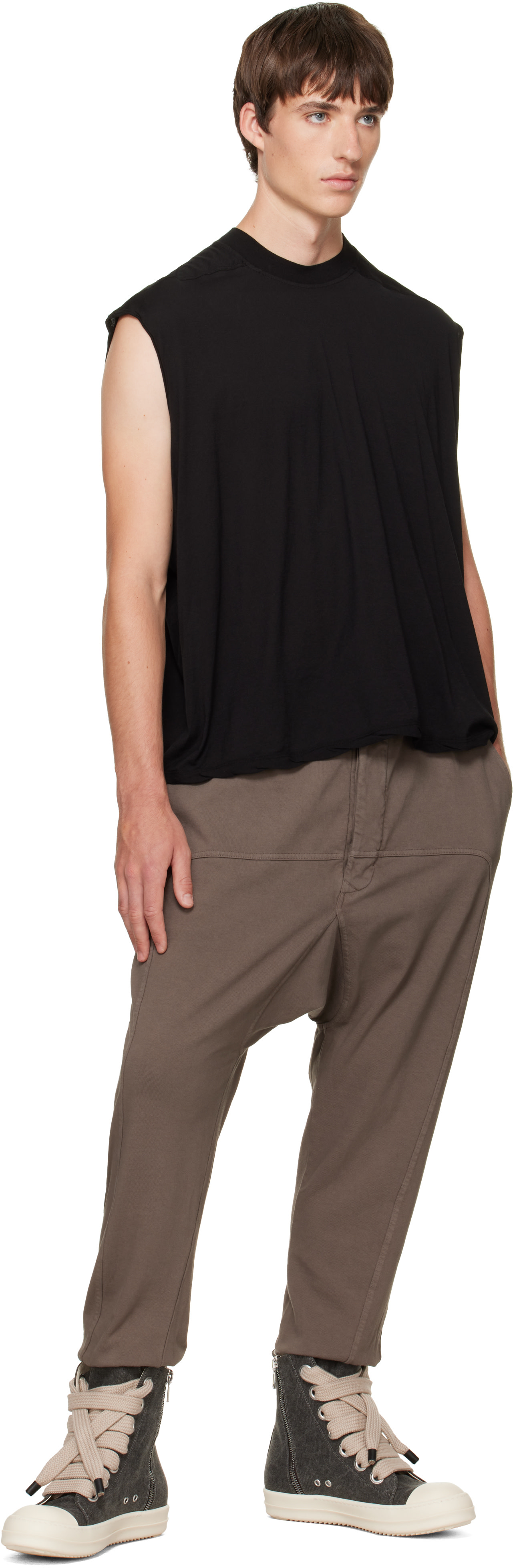 Rick Owens DRKSHDW: ブラック Tower Cropped Tarp Tシャツ | SSENSE 日本