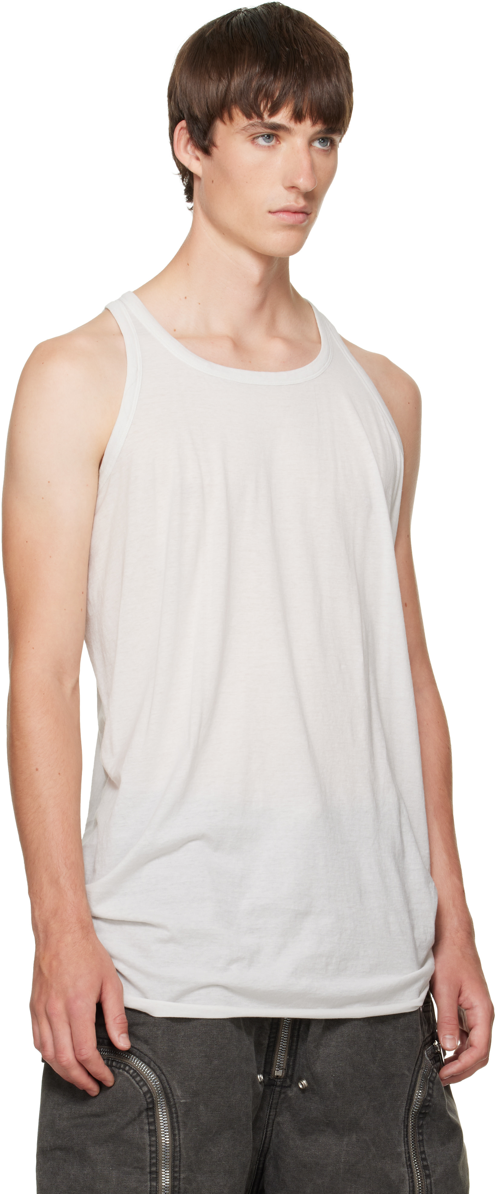Rick owens drkshdw タンクトップ Rick Owens DRKSHDW: Off-White Tower Loose Tank Top | SSENSE