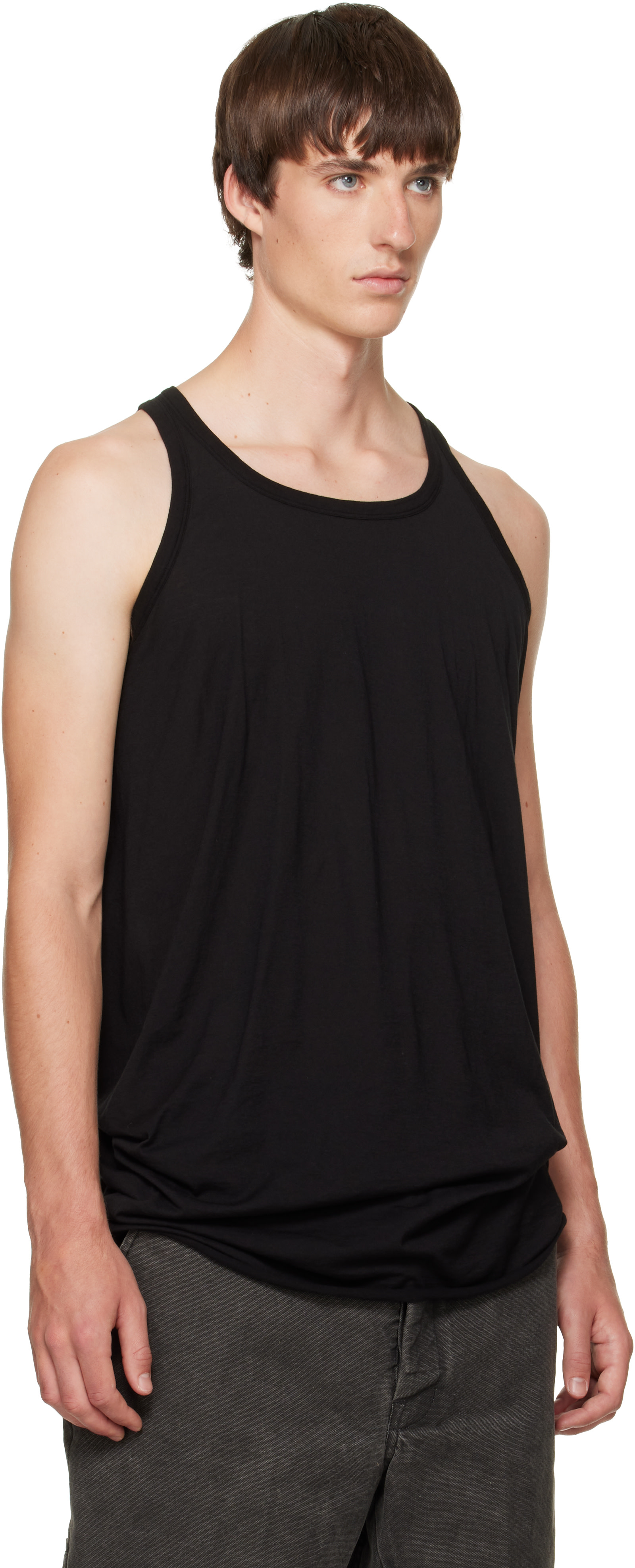 RICK OWENS DRKSHDWブラックノースリーブタンクトップ Rick Owens DRKSHDW: Black Tower Loose Tank Top | SSENSE Japan