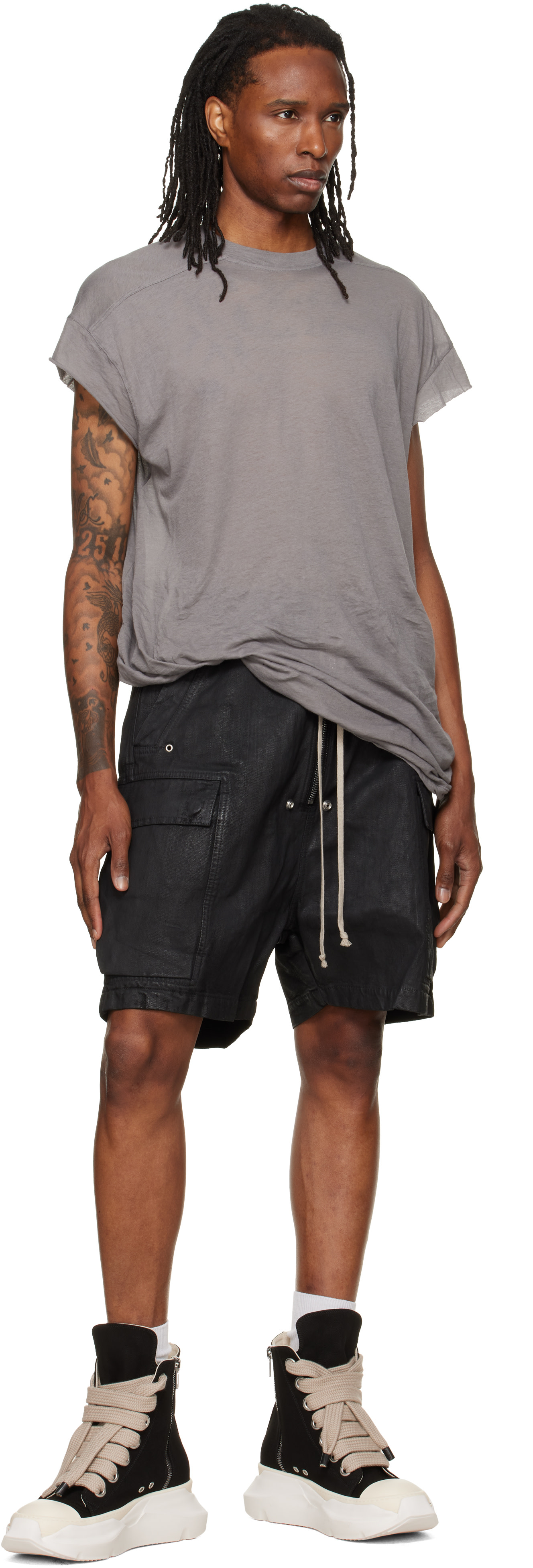 靴 Rick Owens DRKSHDW JUMBOLACE ABSTRACT Rick Owens DRKSHDW: Black Tower Jumbolace Abstract Sneaks Sneakers