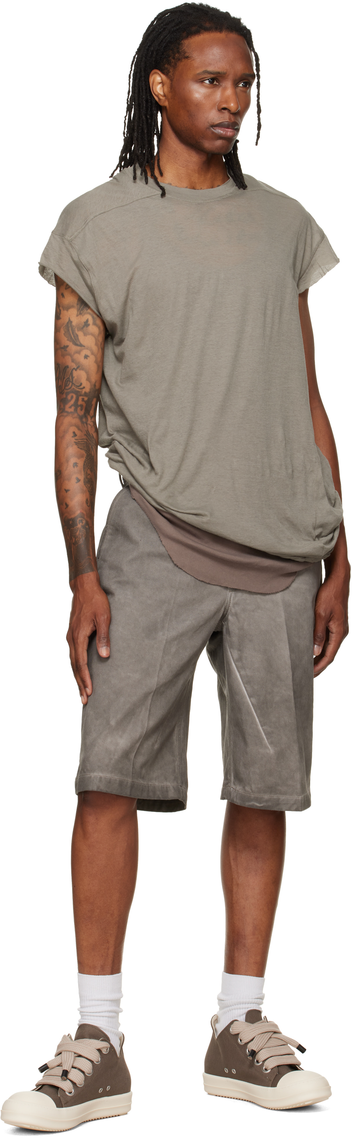 Rick Owens DRKSHDW: Gray Tower Jumbolace Low Sneaks Sneakers | SSENSE