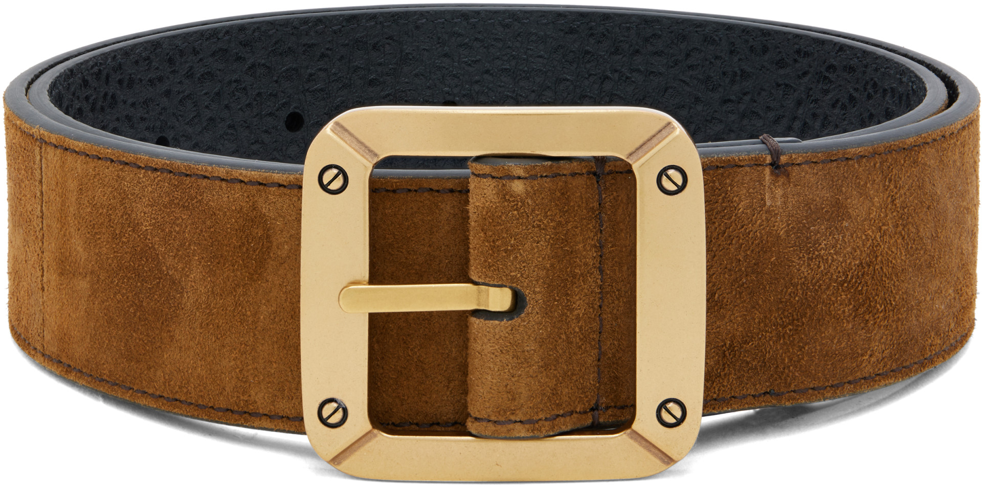 Acne Studios - Ceinture réversible brune en cuir