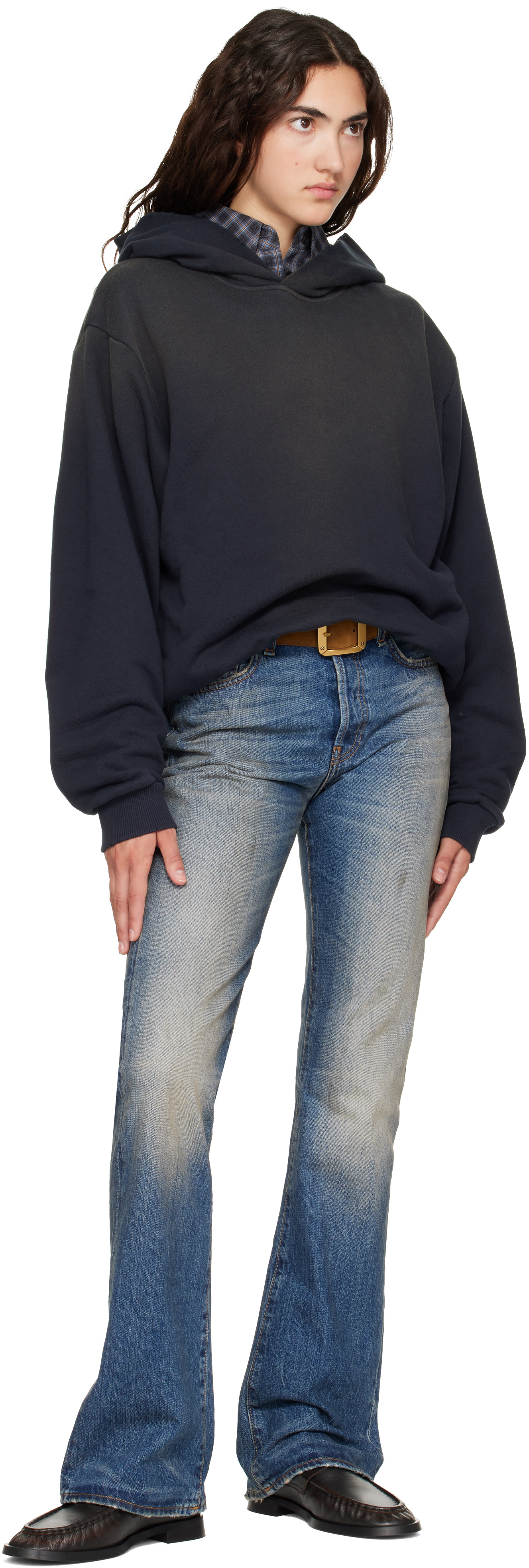 Acne Studios - Ceinture réversible brune en cuir