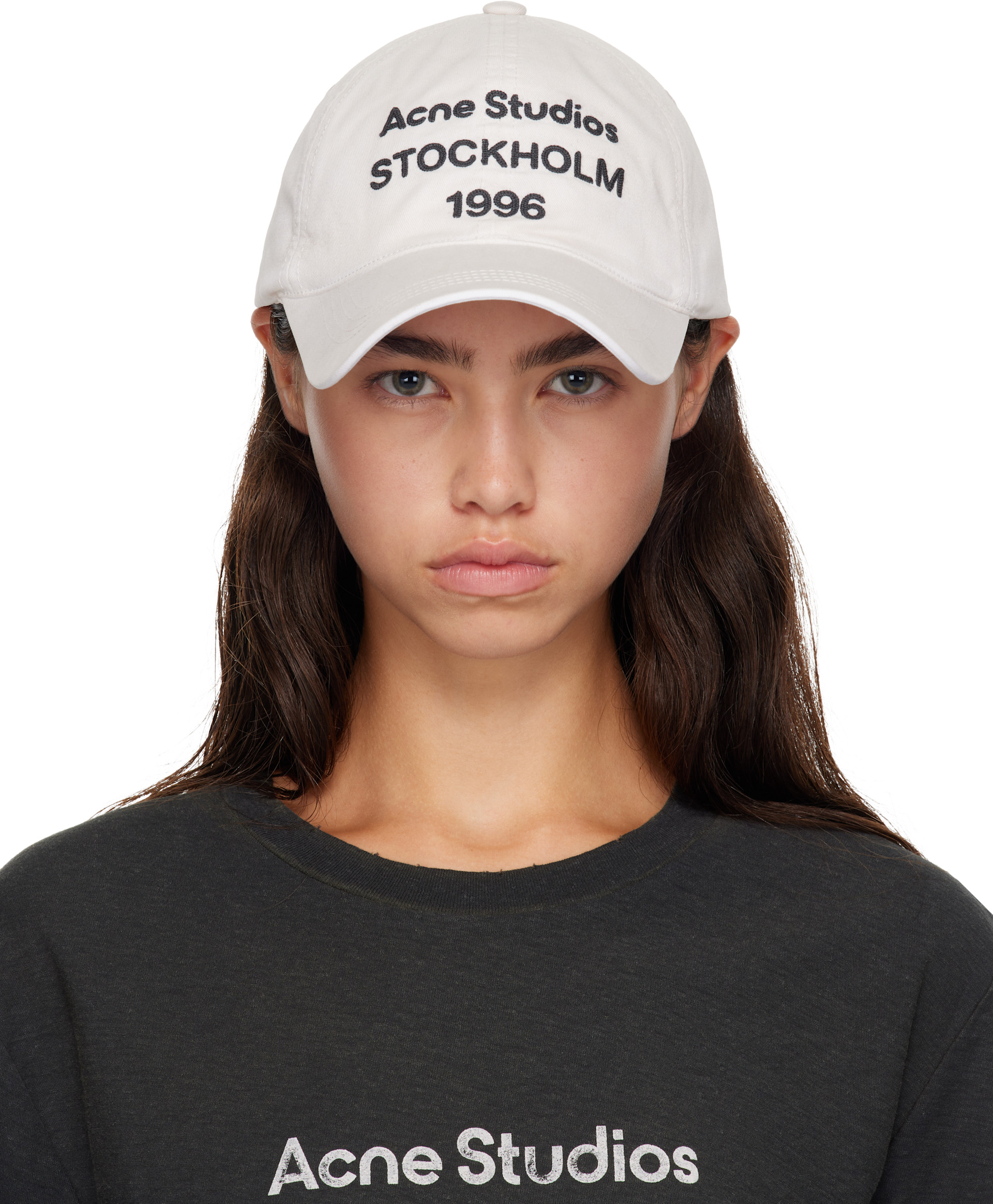 Acne Studios - Casquette de baseball '1996' blanc cassé