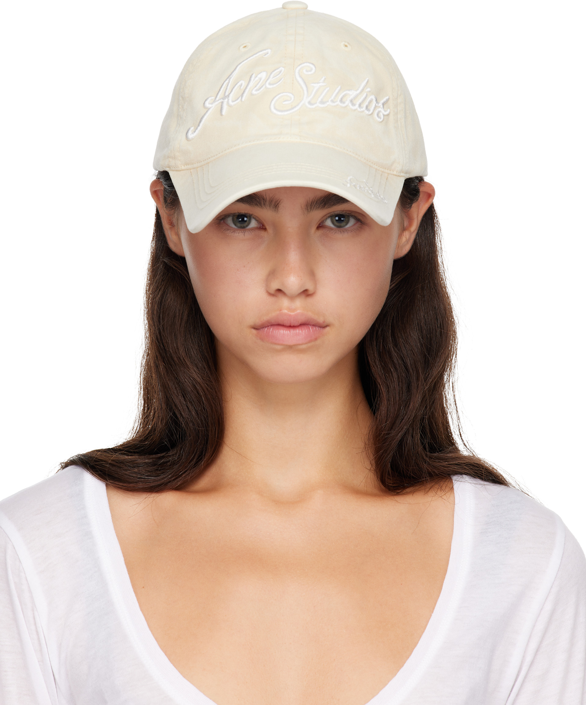 Acne Studios - Casquette beige à logo brodé