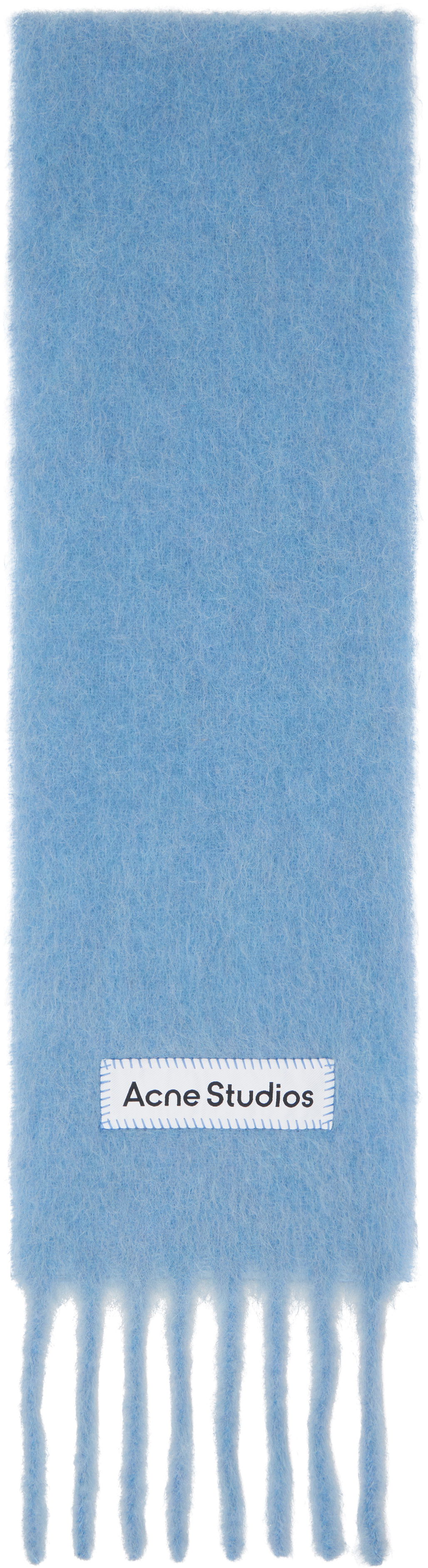 Acne Studios - Écharpe bleue à franges et à logo
