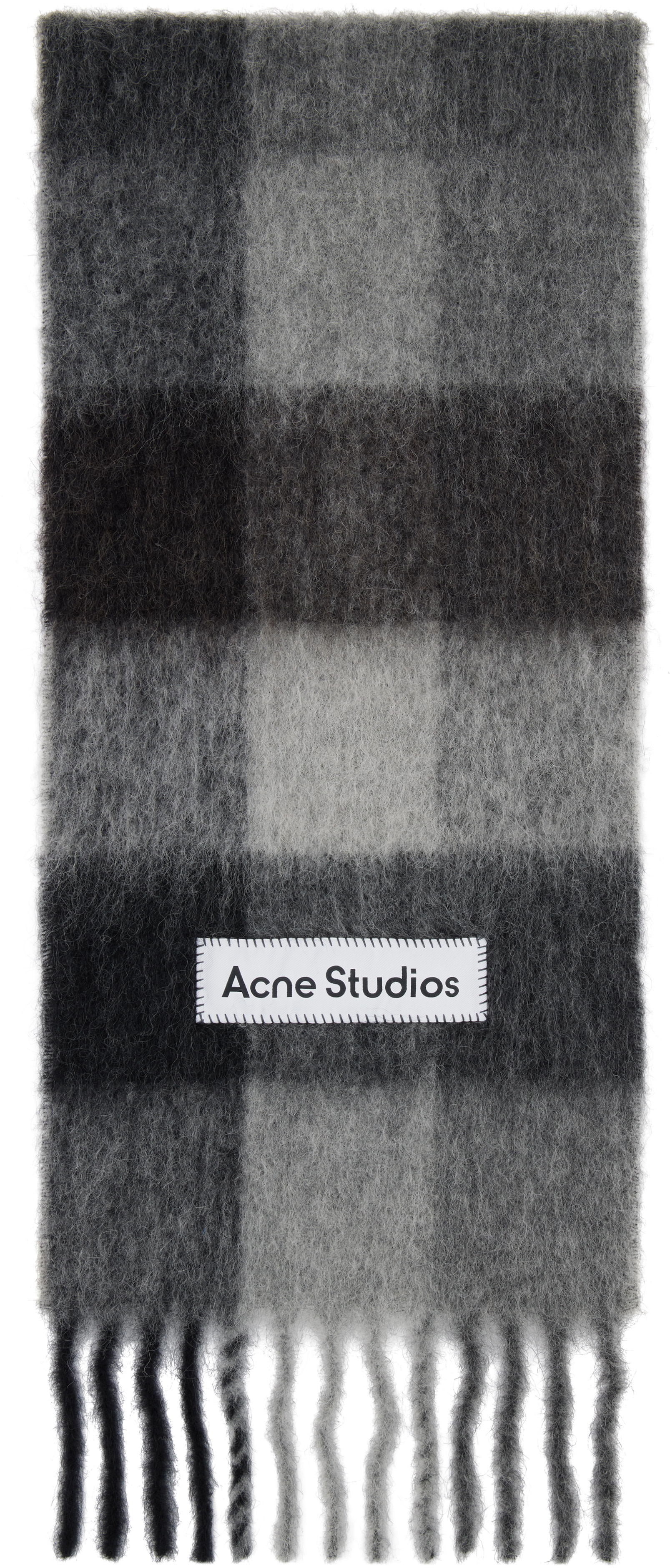 Acne Studios - 그레이 & 블랙 체크 울 스카프