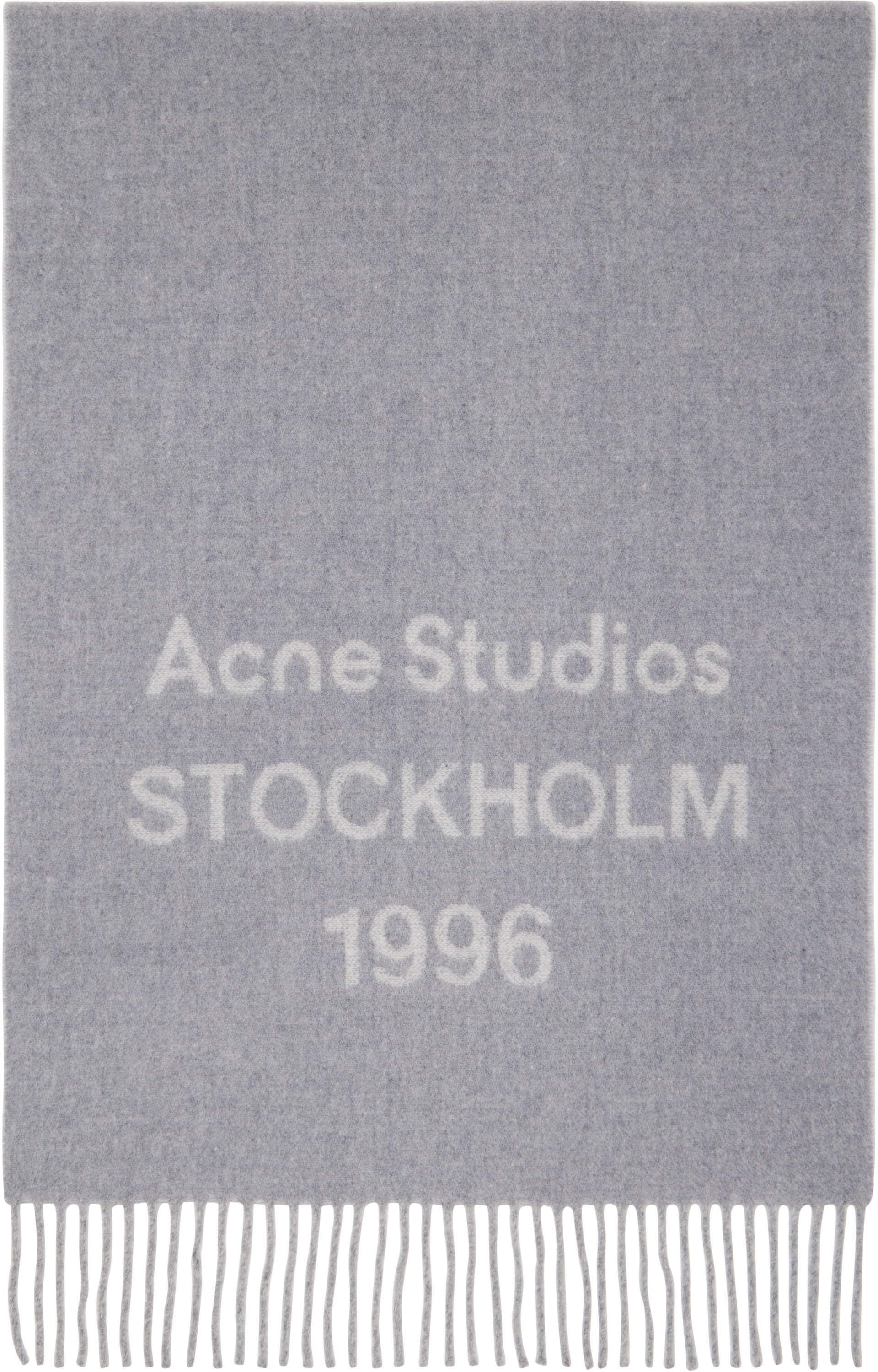 Acne Studios - Écharpe grise à franges et à logo