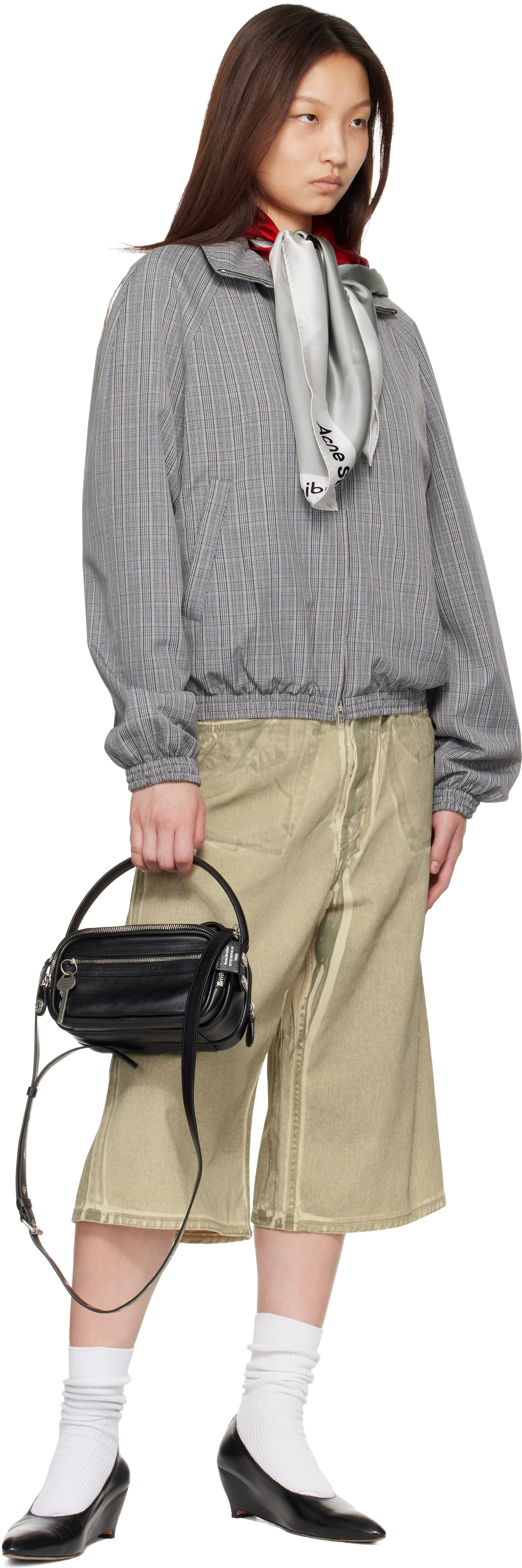 Acne Studios - 화이트 스퀘어 실크 스카프
