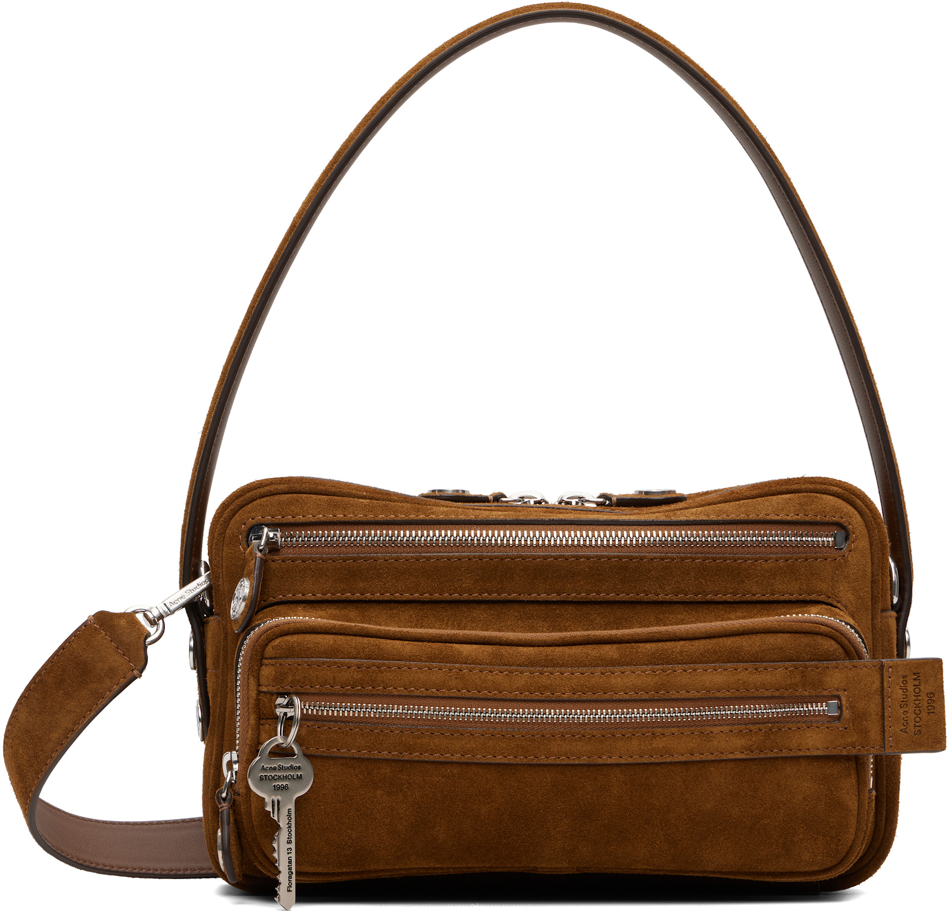 Acne Studios: Brown Camero Party Suede Bag | SSENSE