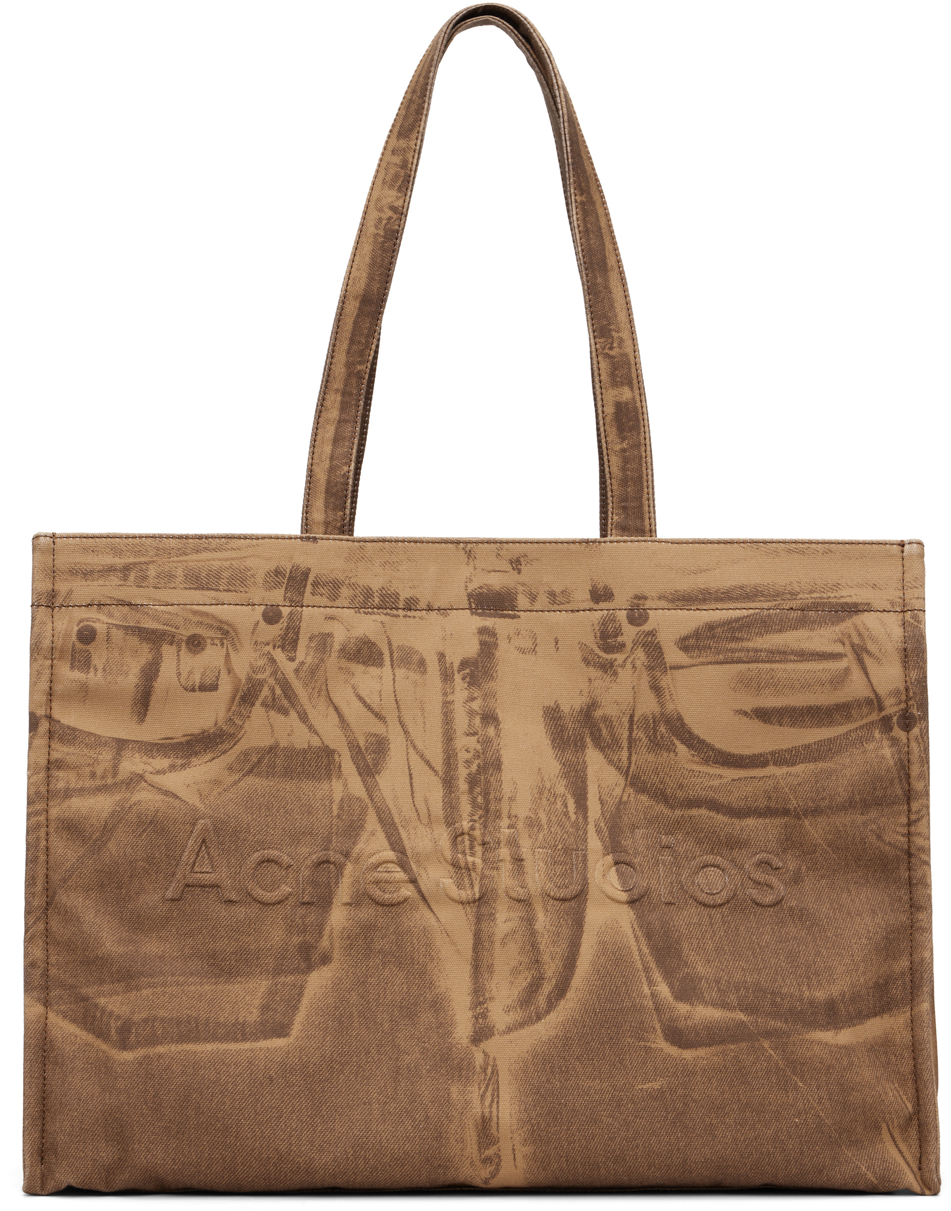 Acne Studios: タン Logo Shopper トートバッグ | SSENSE 日本