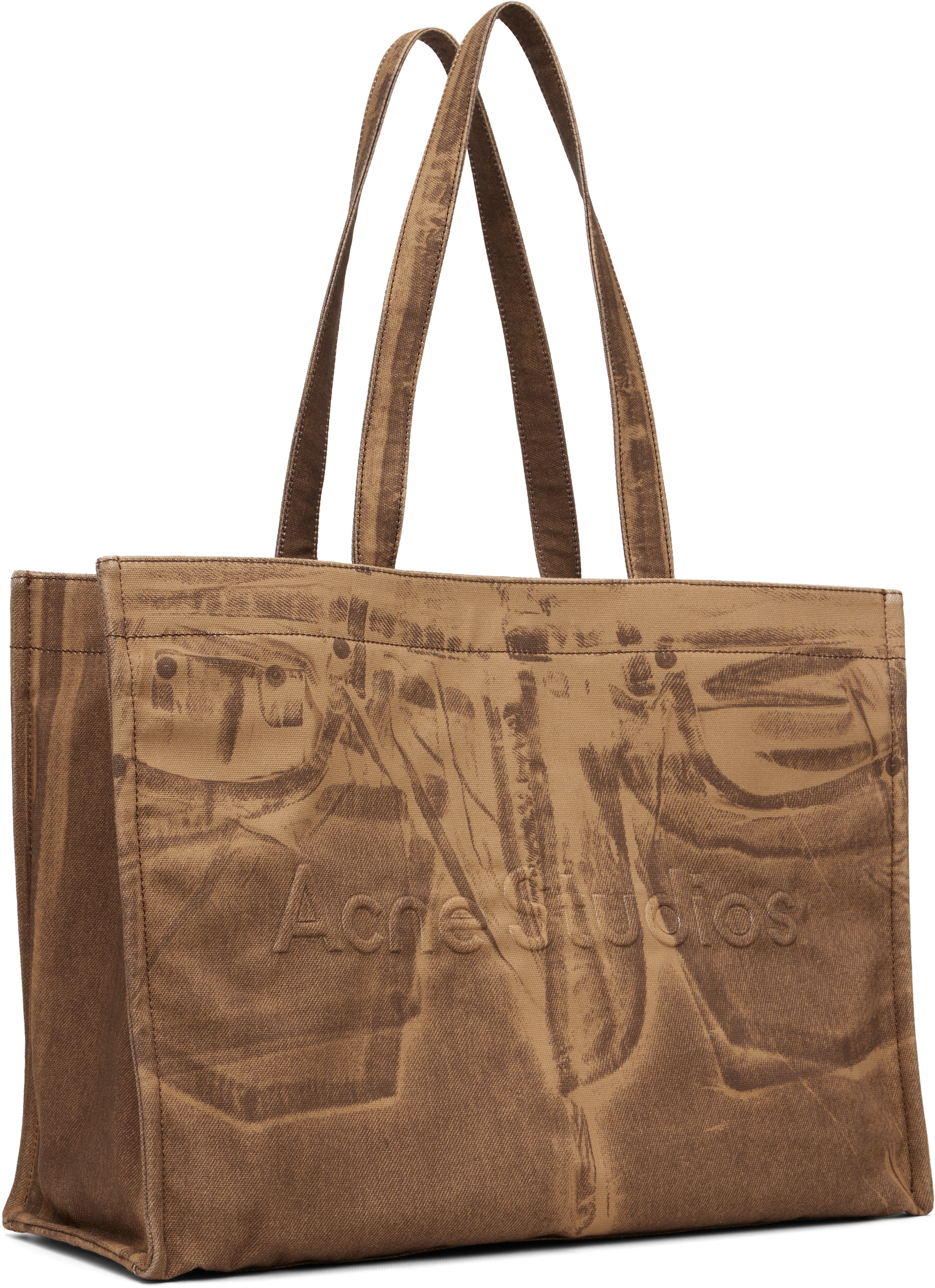 Acne Studios トートバッグ ロゴデザイン 大容量 Acne Studios: タン Logo Shopper トートバッグ | SSENSE 日本