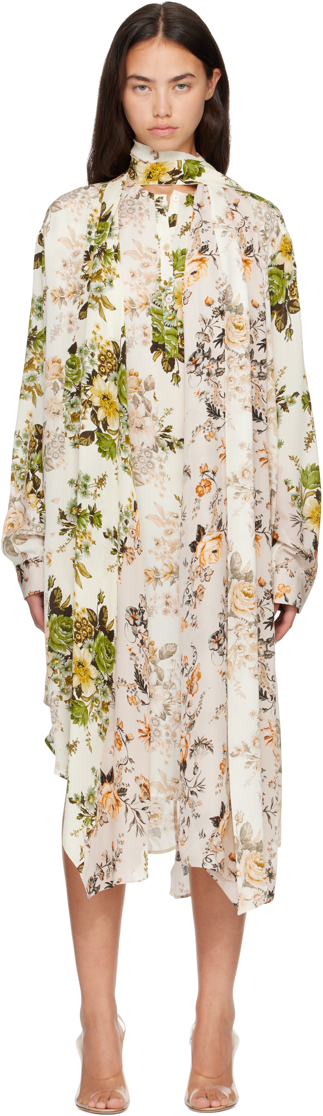 Acne Studios: Multicolor Silk Shirt Midi Dress