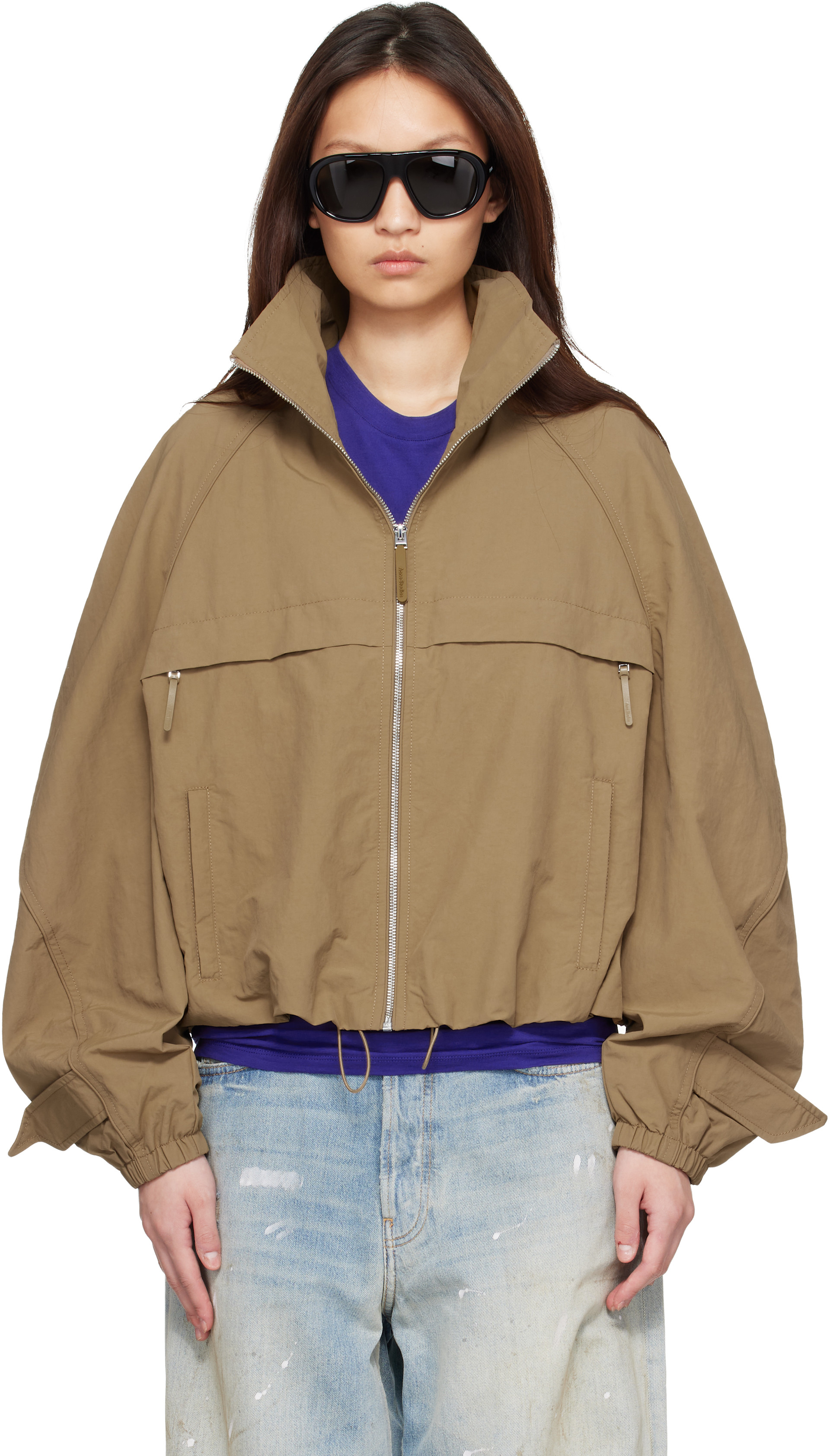 Acne Studios ナイロンジャケット XS Acne Studios: タン ナイロン ロゴ ジャケット | SSENSE 日本