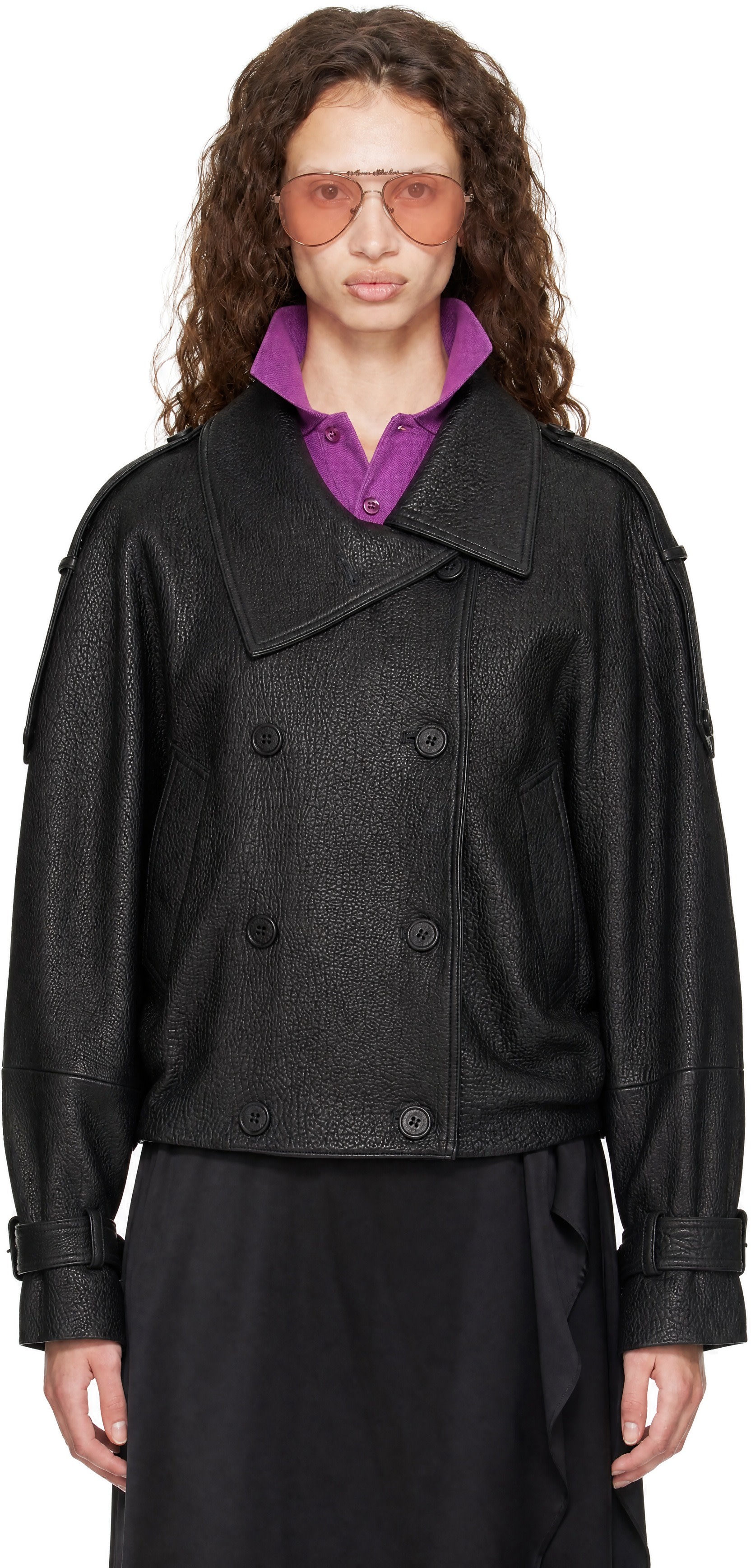 Acne Studios - Black Cropped Leather Jacket