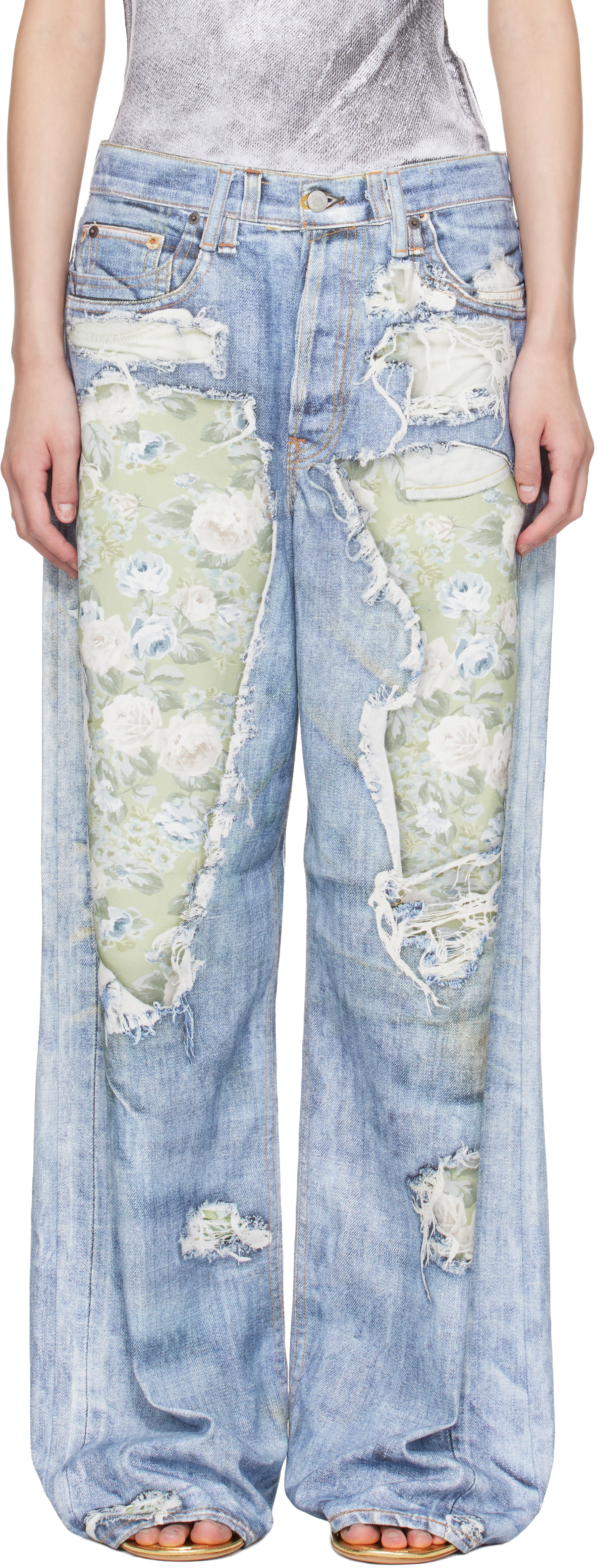 Acne Studios: ブルー Trompe-l'Oeil 1981 ジーンズ | SSENSE 日本