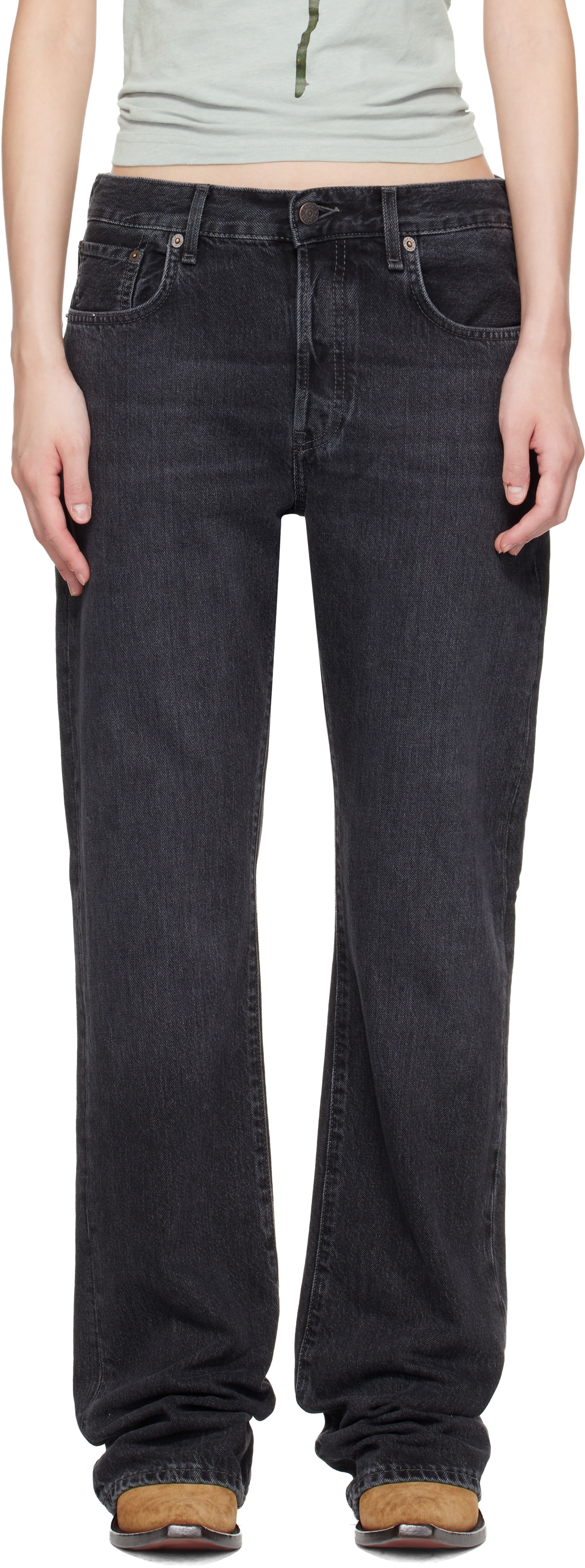 Acne Studios - 블랙 레귤러 핏 2009F 데님 진