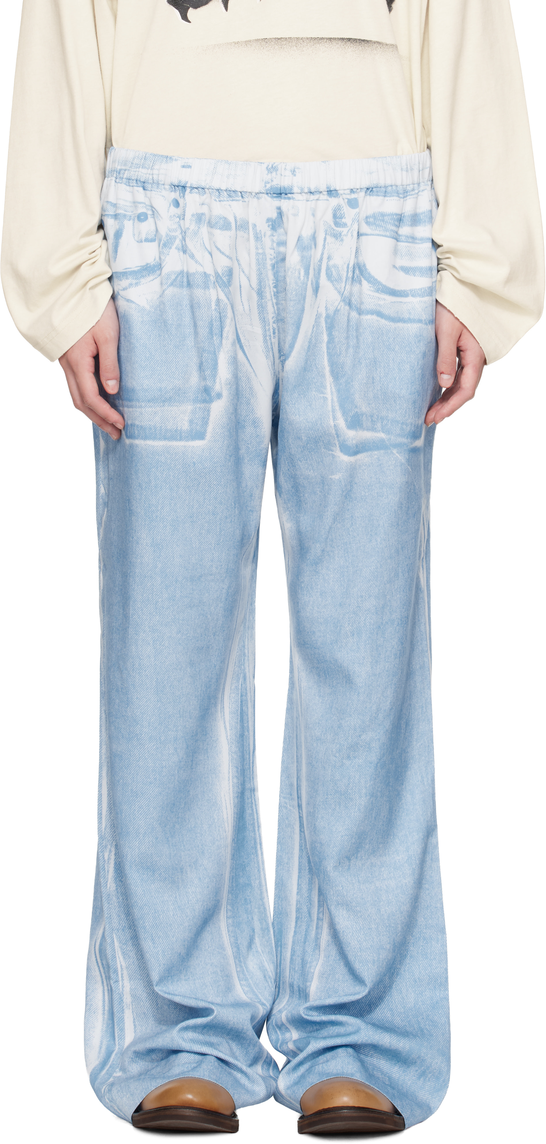 Acne Studios - Blue Casual Printed Trousers
