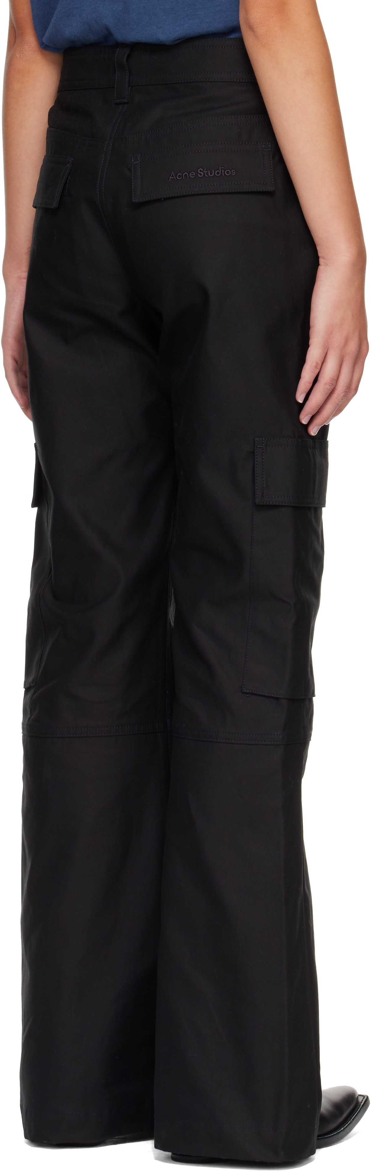 Acne Studios: Black Cotton Satin Cargo Trousers | SSENSE Japan